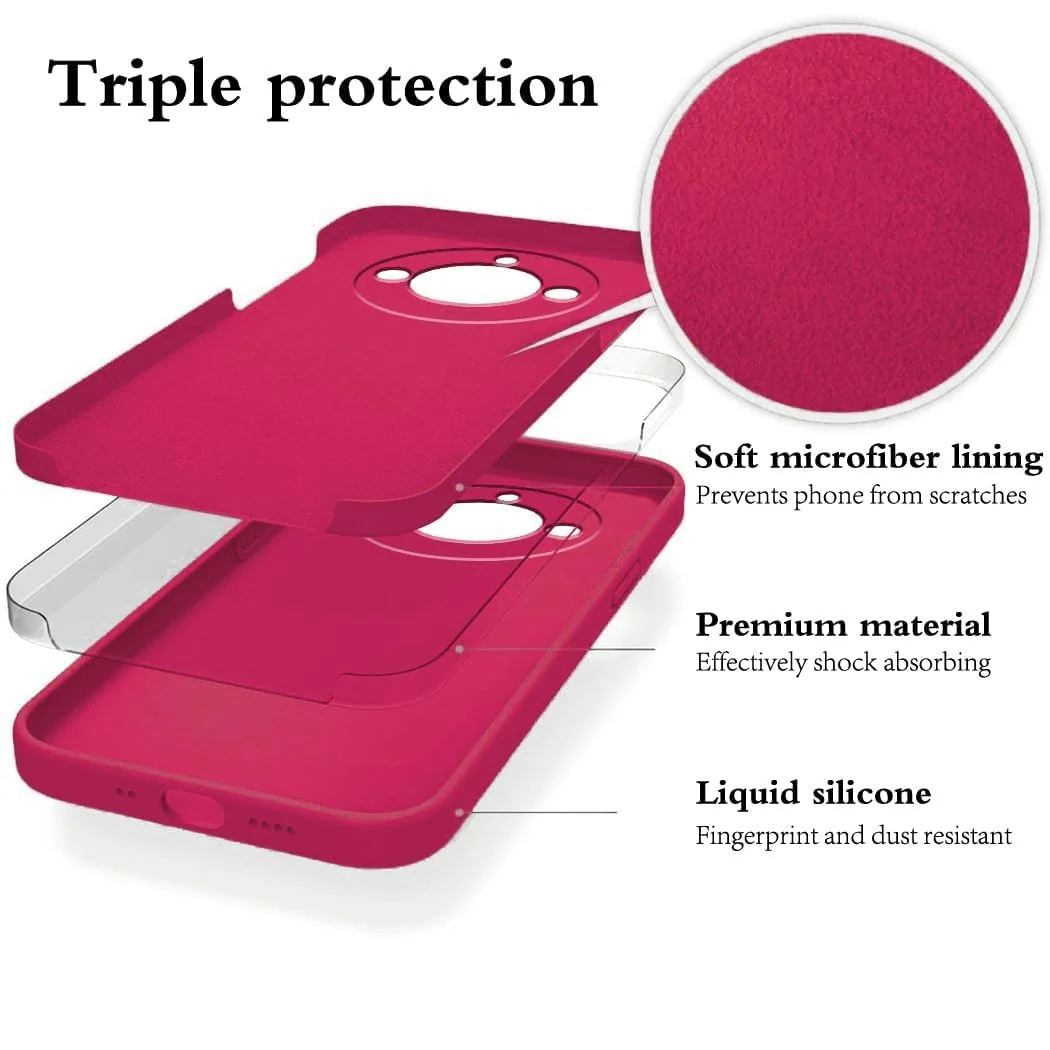 DL3 Mobilak realme 11 Pro & realme 11 Pro+ Plus 5G Case, Soft Flexible Liquid Silicone Gel Rubber Bumper Cover, Full Body Shockproof Protective Phone Case - Hot Pink