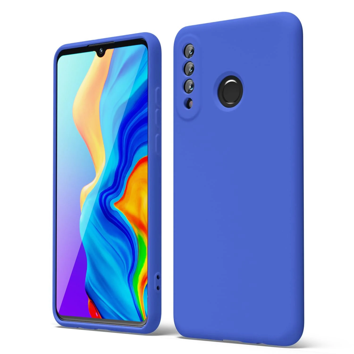 DL3 Mobilak Silicone Protective Case for Huawei P30 Lite / Nova 4E, Shock-absorbing protection, Scratch-resistant surface, Soft microfiber lining - Light Blue