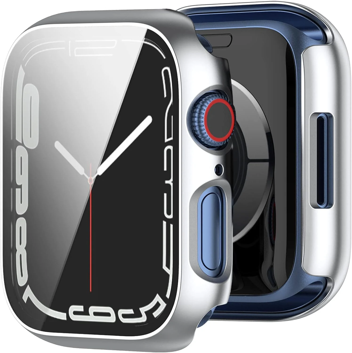 DL3 Mobilak Hard Case Designed for Apple Watch SE 6 5 4 40mm, Built-in 9H [HD Clear] Tempered Glass Screen Protector, [Full Protection] Slim Cover for iWatchSE 6 5 4 40mm - Silver