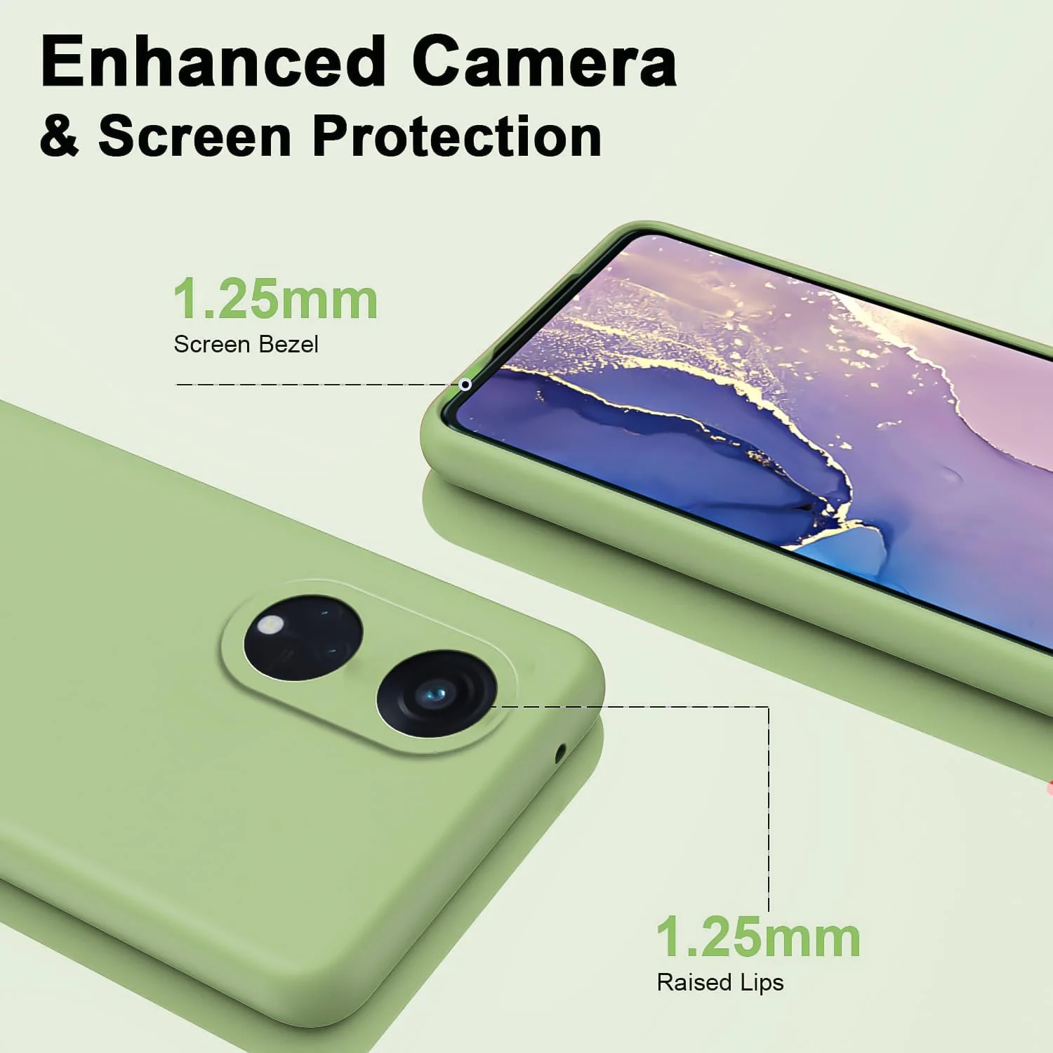 DL3 Mobilak Liquid Silicone Case for OPPO Reno 8T 5G / OPPO A1 Pro, Shock-absorbing protection, Scratch-resistant surface, Soft microfiber lining - Mint Green