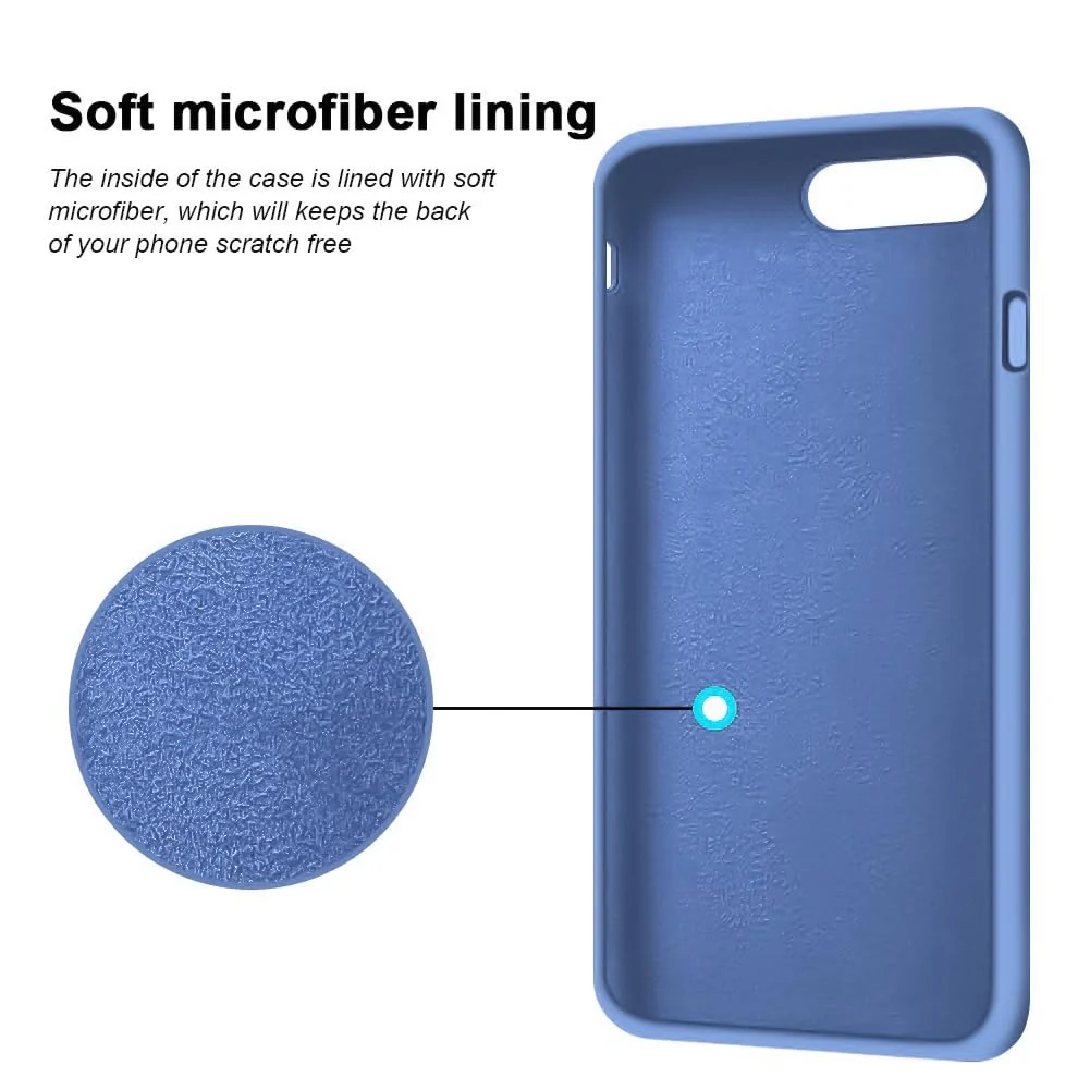 DL3 Mobilak Liquid Silicone Protective Case for iPhone 7 Plus / iPhone 8 Plus with Camera Protection and Microfiber Lining - A Light Blue