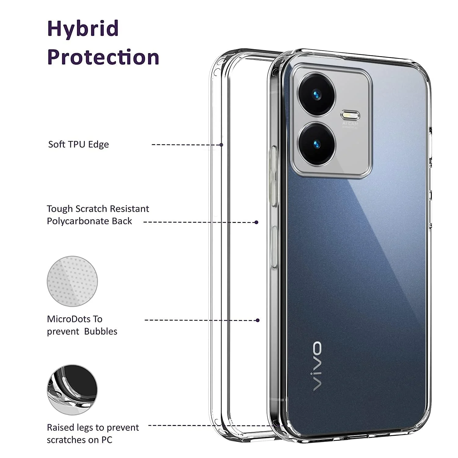 DL3 Mobilak Case Compatible with vivo Y22 / vivo Y22S Case Crystal Soft TPU Gel Case Flexible Silicone Anti-Scratch Camera Protection TPU Cover - Clear