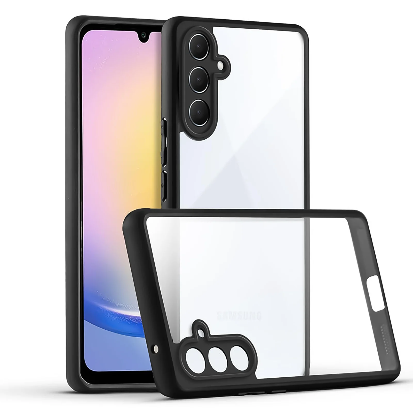 DL3 Mobilak Clear PC and TPU Protective Case for Samsung Galaxy A16 with Camera Protection and Military-Grade Protection - Black