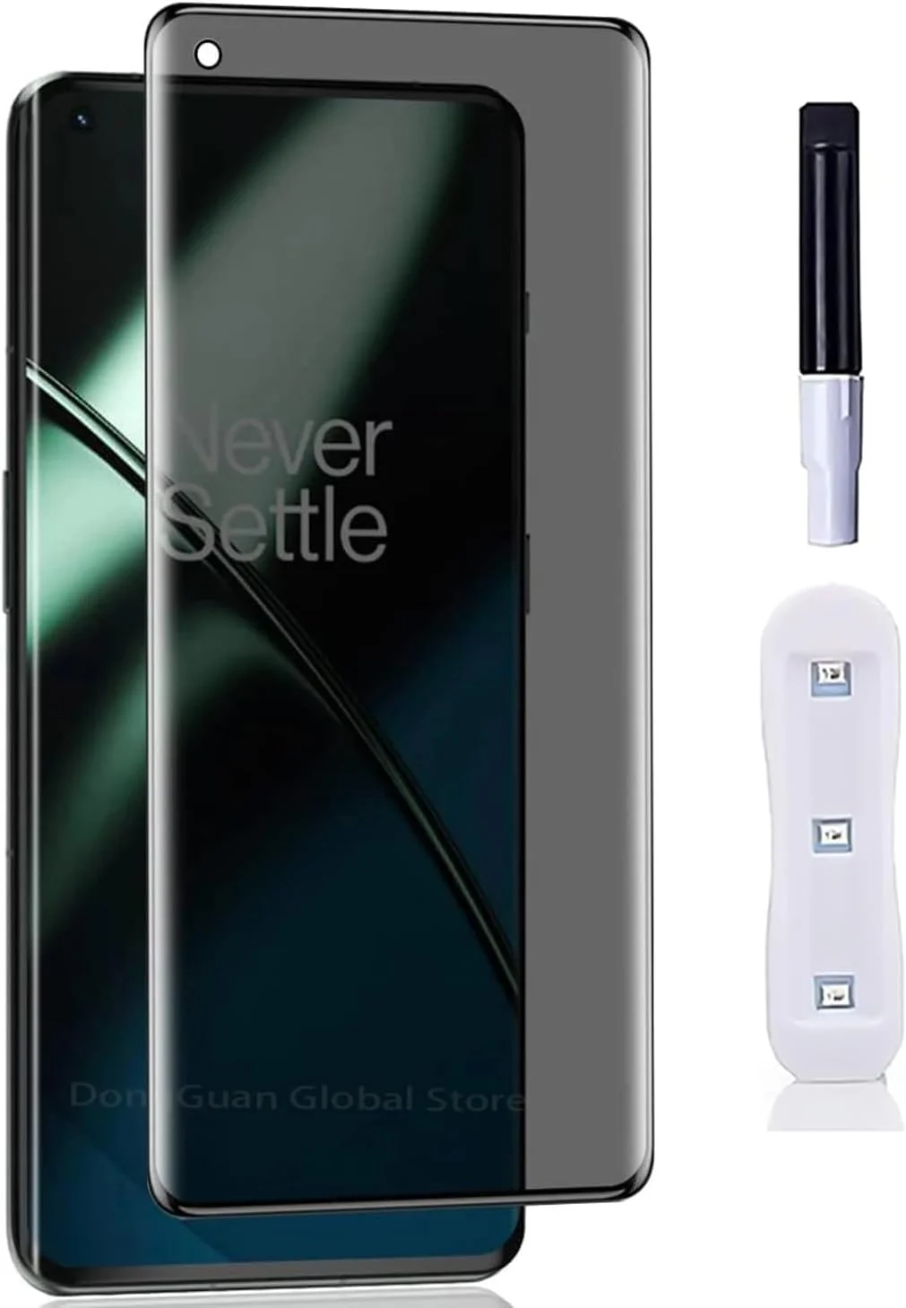 DL3 Mobilak Screen Protector for OnePlus 9 Pro Glass Fingerprint Reader Support 3D Curved Antiii-Spy Tempered Glass Screen Protector - Privacy