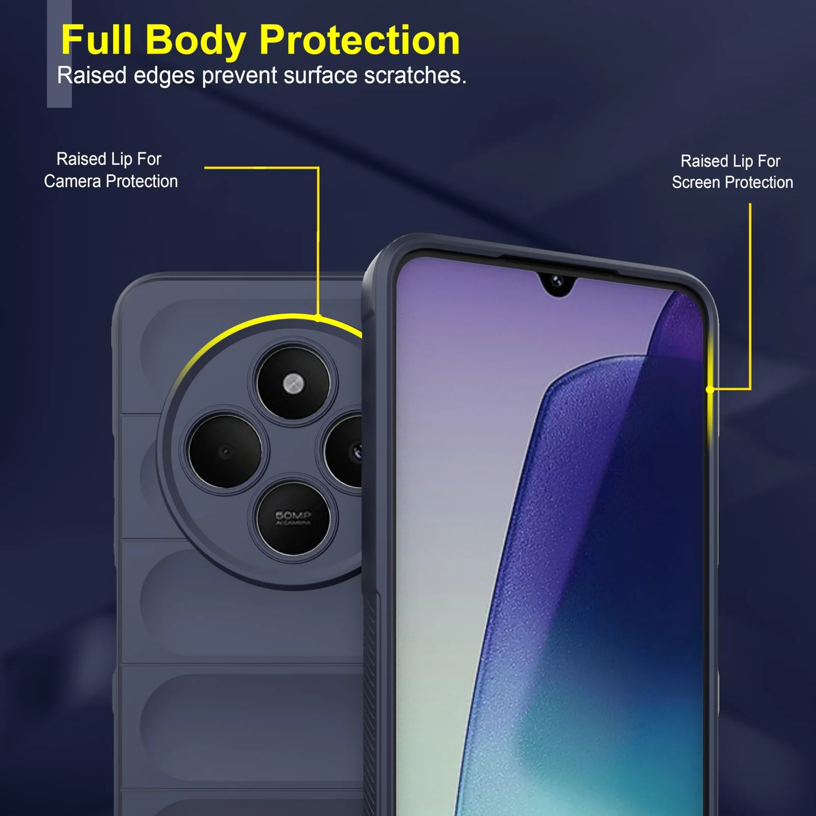 DL3 Mobilak Silicone Case for Xiaomi Redmi 14C 4G/Poco C75 Heavy Duty Protective [Slim Fit] Shockproof Soft Flexible Protective Design Shock-Absorption TPU Cover With Camera Protection - Blue