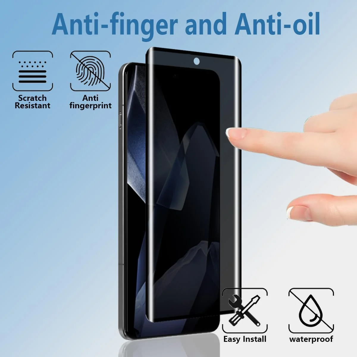 DL3 Mobilak Screen Protector for OnePlus 13 UV Glass Fingerprint Reader Support 3D Curved Anti-Spy Tempered Glass Screen Protector - Privacy