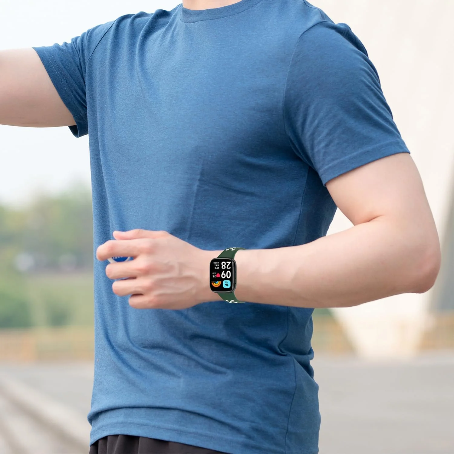 DL3 Mobilak Strap Silicone Compatible With Xiaomi Redmi Watch 3 Active/Redmi Watch 3 Lite, Sport Silicone Watch Band Wrist Strap, Bracelet Wristband Wrist Strap - Green White