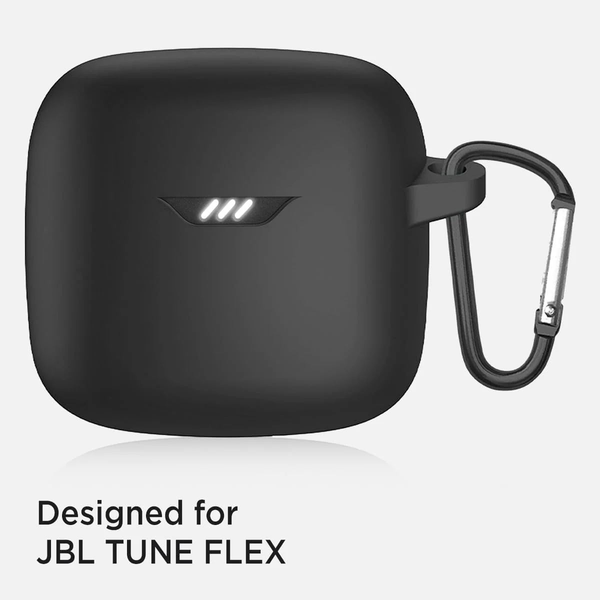 DL3 Mobilak Silicone Case Compatible with JBL Tune Flex Earbuds, Soft Silicone Protective Case Cover, Shockproof Sleeve with Carabiner For JBL Tune Flex - Black