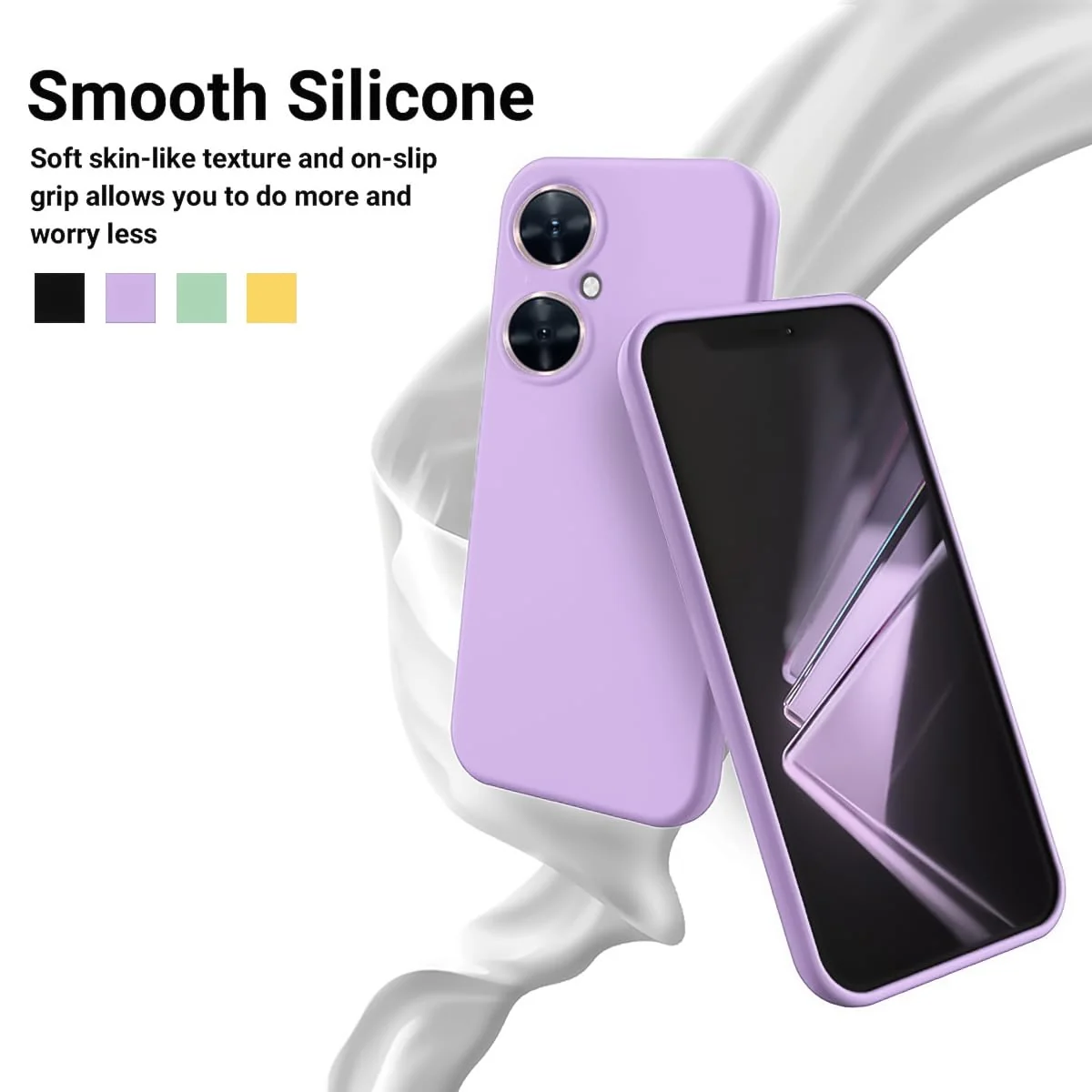 DL3 Mobilak Soft Silicone Protective Case for Huawei nova 11i with Microfiber Lining and Shockproof Design - Light Purple