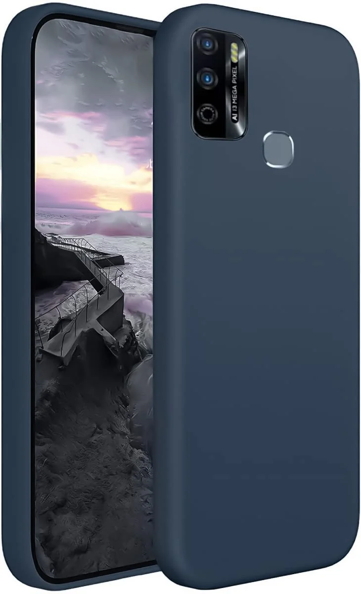 Dl3 Mobilak Infinix Hot 9 Play Case,Soft Flexible Silicone Gel Rubber Bumper Cover,Slim Fit Full Body Shockproof Protective Phone Case (Dark Blue)