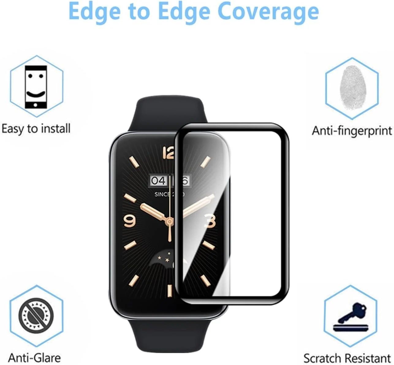 DL3 Mobilak Screen Protector For Xiaomi Mi Band 7 Pro, 3D Curved Soft Edge Protective Film [Anti-Scratch] [Bubble Free] [Ultra Shatterproof] [High Sensitive] (Not Glass) - Black