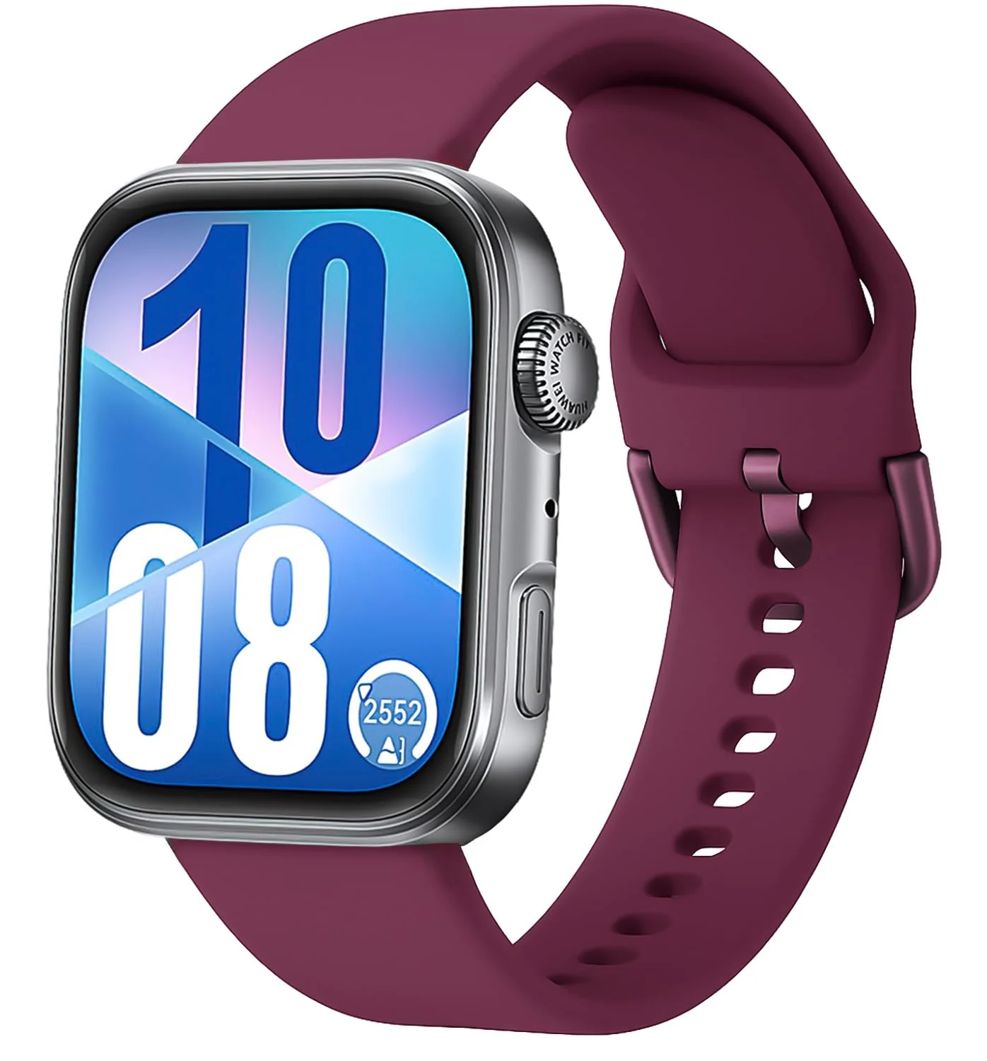 DL3 Mobilak Silicone Bracelet for Huawei Watch Fit 3/Watch Fit 4 Pro/Fit 4 Strap, Soft Silicone Sport Replacement Strap for Women/Men, Adjustable Waterproof Sports Band - B-wine Red