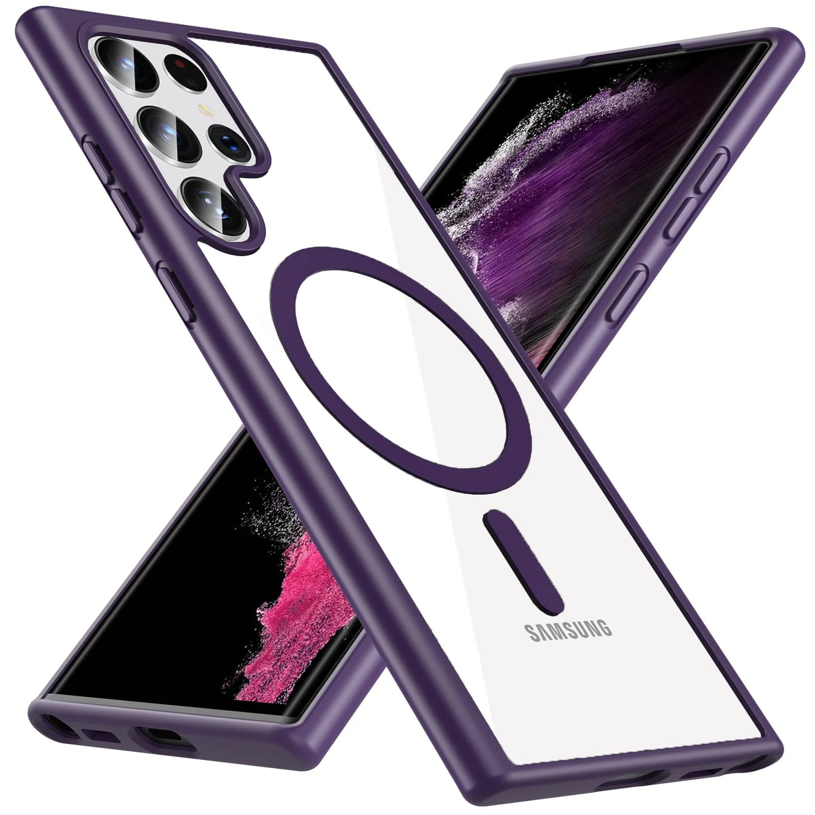 DL3 Mobilak MagSafe-Compatible Clear Magnetic Case for Samsung Galaxy S23 Ultra - Deep Purple