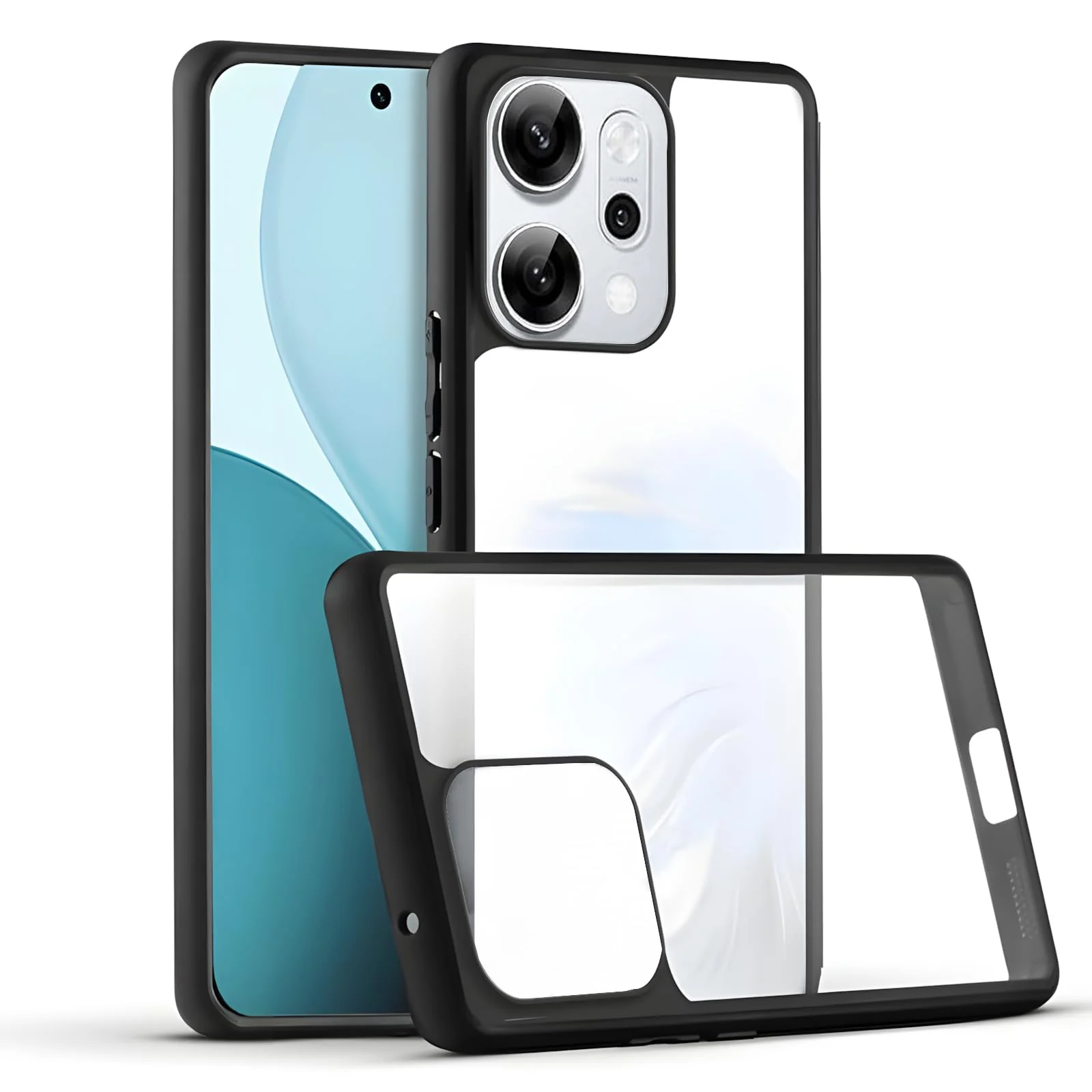 Dl3 Mobilak Compatible with Realme GT5 Pro Case Transparent, Military-Grade Shockproof Anti-Yellowing, Slim Protective Phone Case Full Bumper Cover With Camera Lens Protective - Black