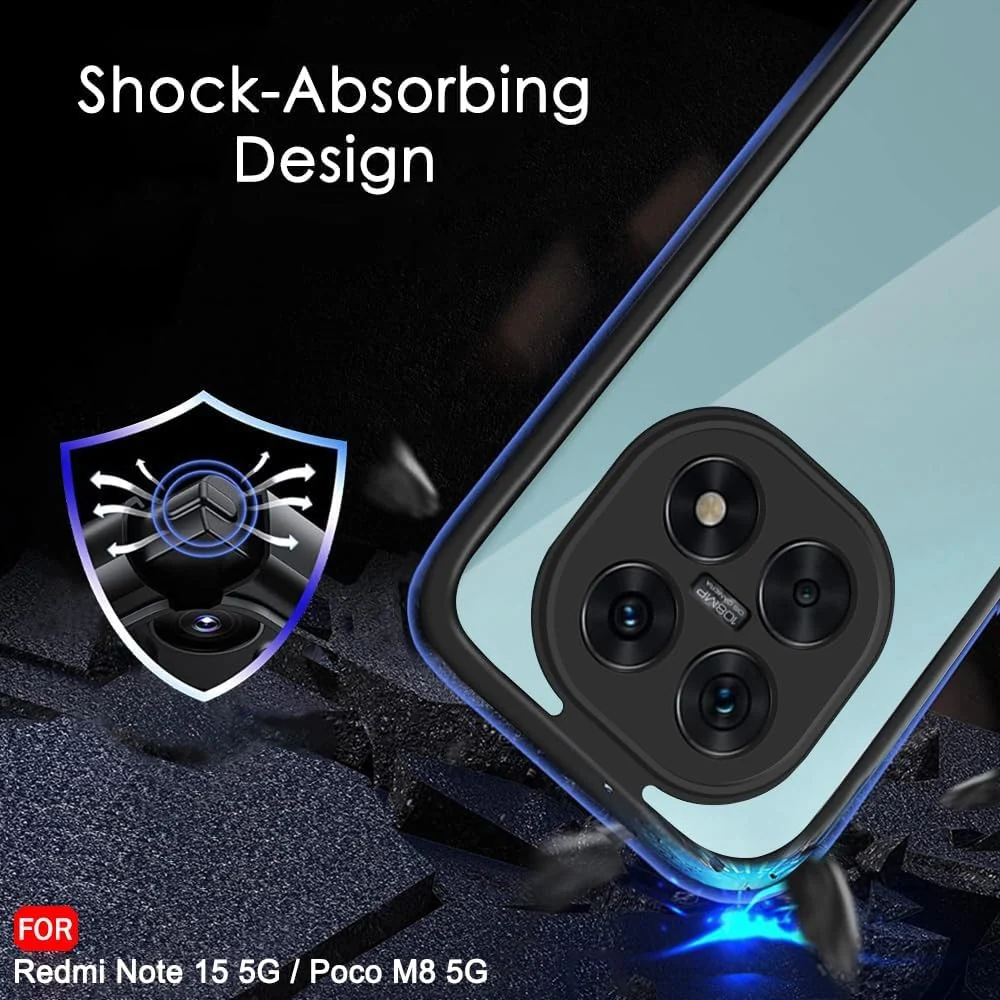 DL3 Mobilak Clear TPU Case for Xiaomi Redmi Note 15 4G / 5G / Poco M8, Camera protection, Shock-absorbing protection, Scratch-resistant surface - Black