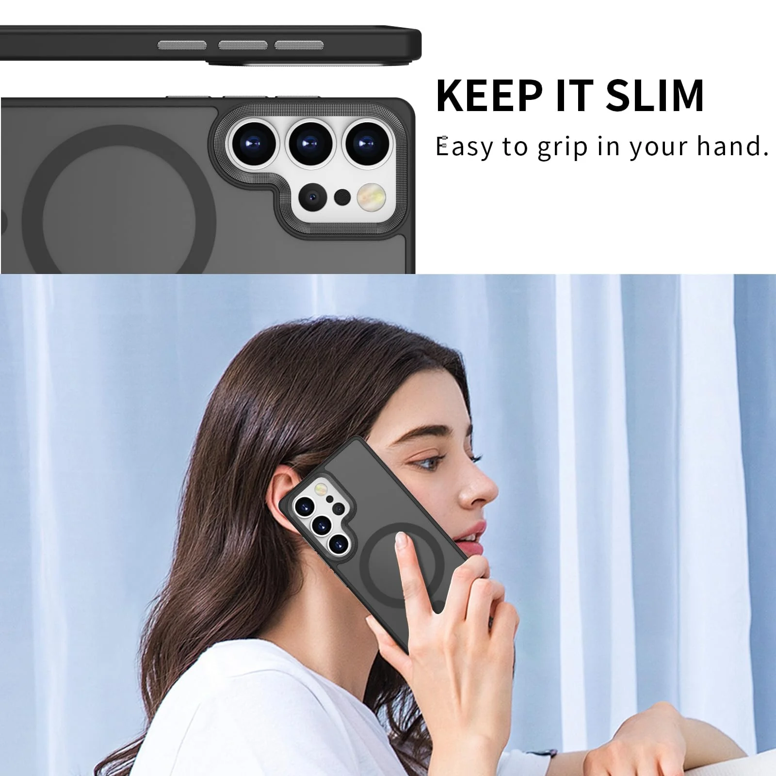 DL3 Mobilak Magnetic Car-Mount Case for Samsung Galaxy S24 Ultra with Camera Protection and Microfiber Lining - Black