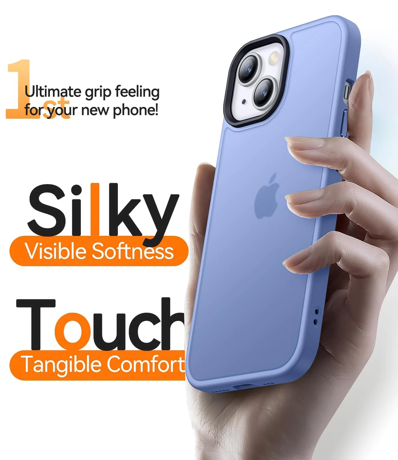 DL3 Mobilak Translucent Matte Case for iPhone 15 + Plus / iPhone 14 Plus 6.7-Inch, Supports wireless charging, Camera protection, Shock-absorbing protection - Light Blue