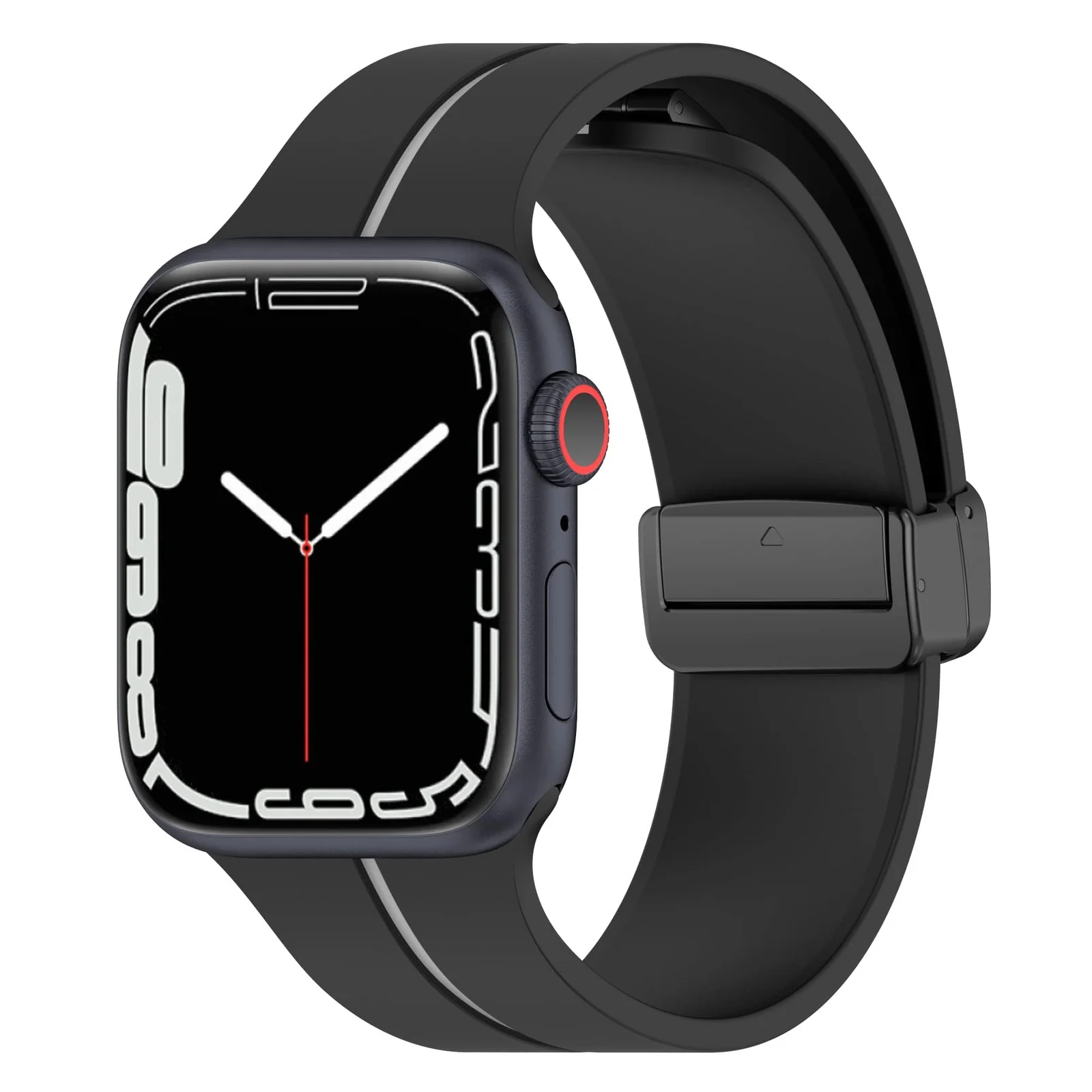 DL3 Mobilak Magnetic Bands for Apple Watch Ultra/Ultra 2 Band 49mm 45mm 44mm 42mm 41mm 40mm 38mm, Soft Sport Silicone Strap for iwatch Series 9/8/7/6/5/4 ( Grey, 42mm/44mm/45mm/49mm), unisex-adult - Black
