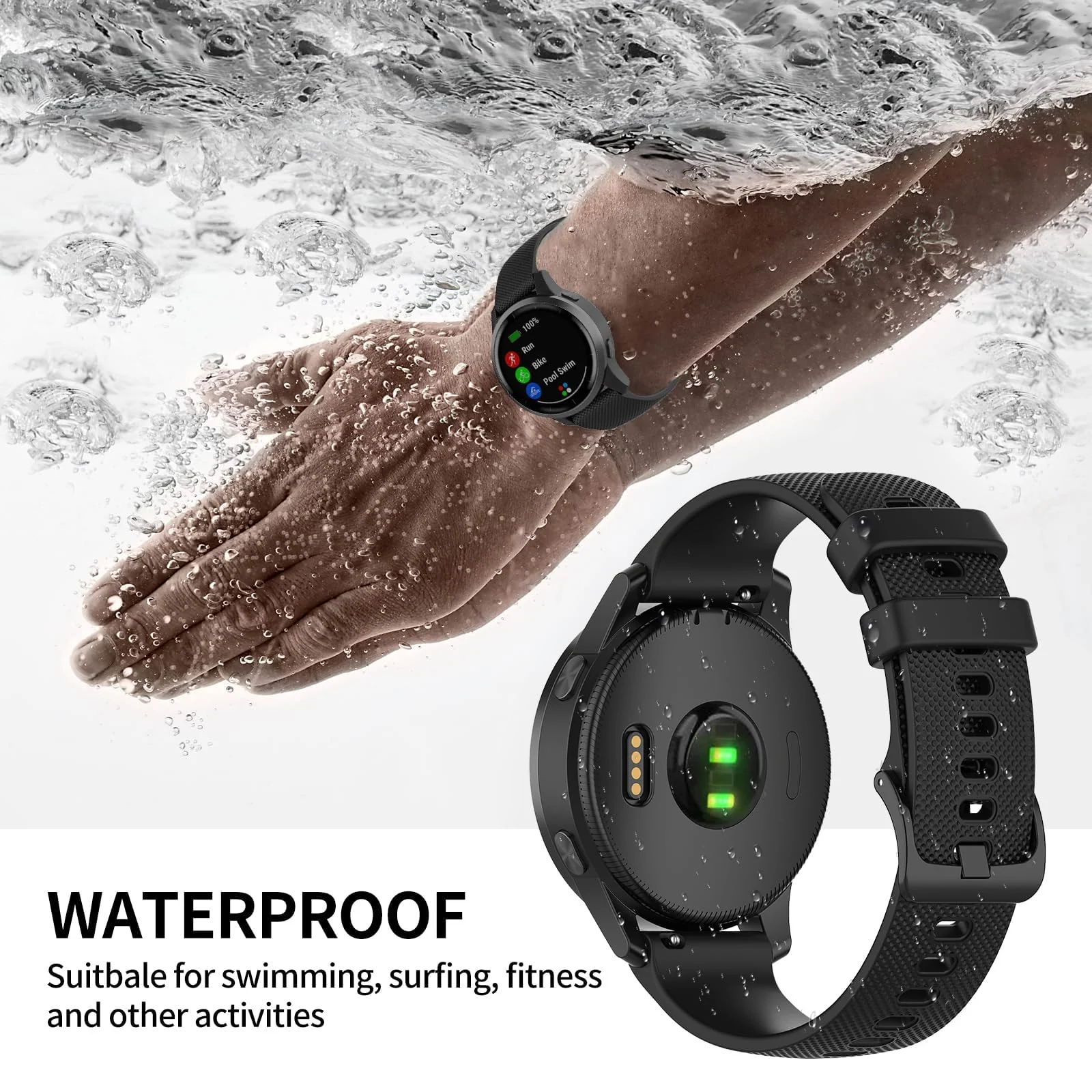 DL3 Mobilak Strap Silicone Buckle 20MM Band Compatible with Samsung Gear Sport/Watch 7/6/5/4/5 Pro 45mm/S2 classic/active 2 40mm 44mm/Amazfit GTS 2/2e/GTS 3/3 Pro/GTS 4/GTS 2 Mini/3 Mini/4 - Black