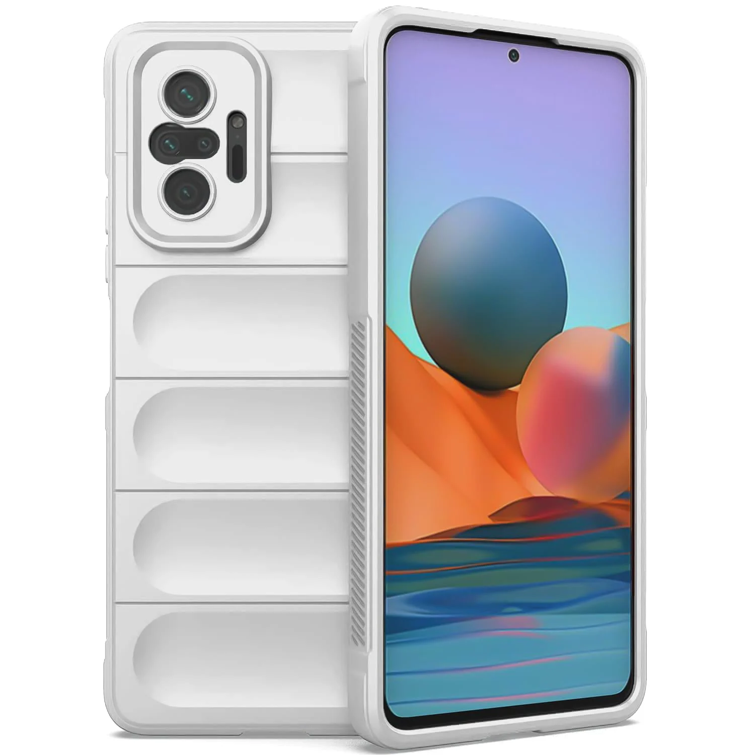 DL3 Mobilak Flexible Silicone and TPU Protective Case with Camera Protection for Xiaomi Redmi Note 10 Pro / Note 10 Pro Max - White