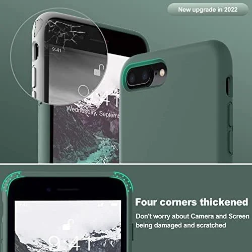 DL3 Mobilak Liquid Silicone Protective Case for iPhone 6 Plus / 6S Plus with Camera Protection and Microfiber Lining - Pine Green