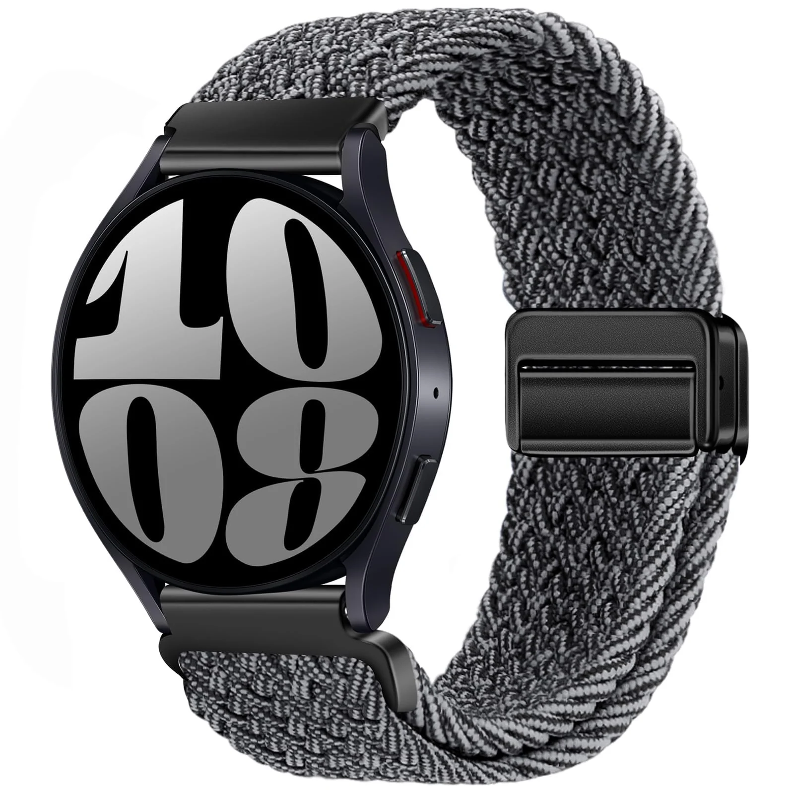 DL3 Mobilak 22mm Magnetic Band for Redmi Watch 5 Active/5 Lite/Samsung Galaxy Watch 3 45mm/Watch 46mm/Gear S3/Huawei watch GT6 GT5 46MM/GT2E/GT6 Pro/GT 5 Pro/Amazfit GTR 4/3, Stretchy Braided Nylon Sport Strap - Grey-White