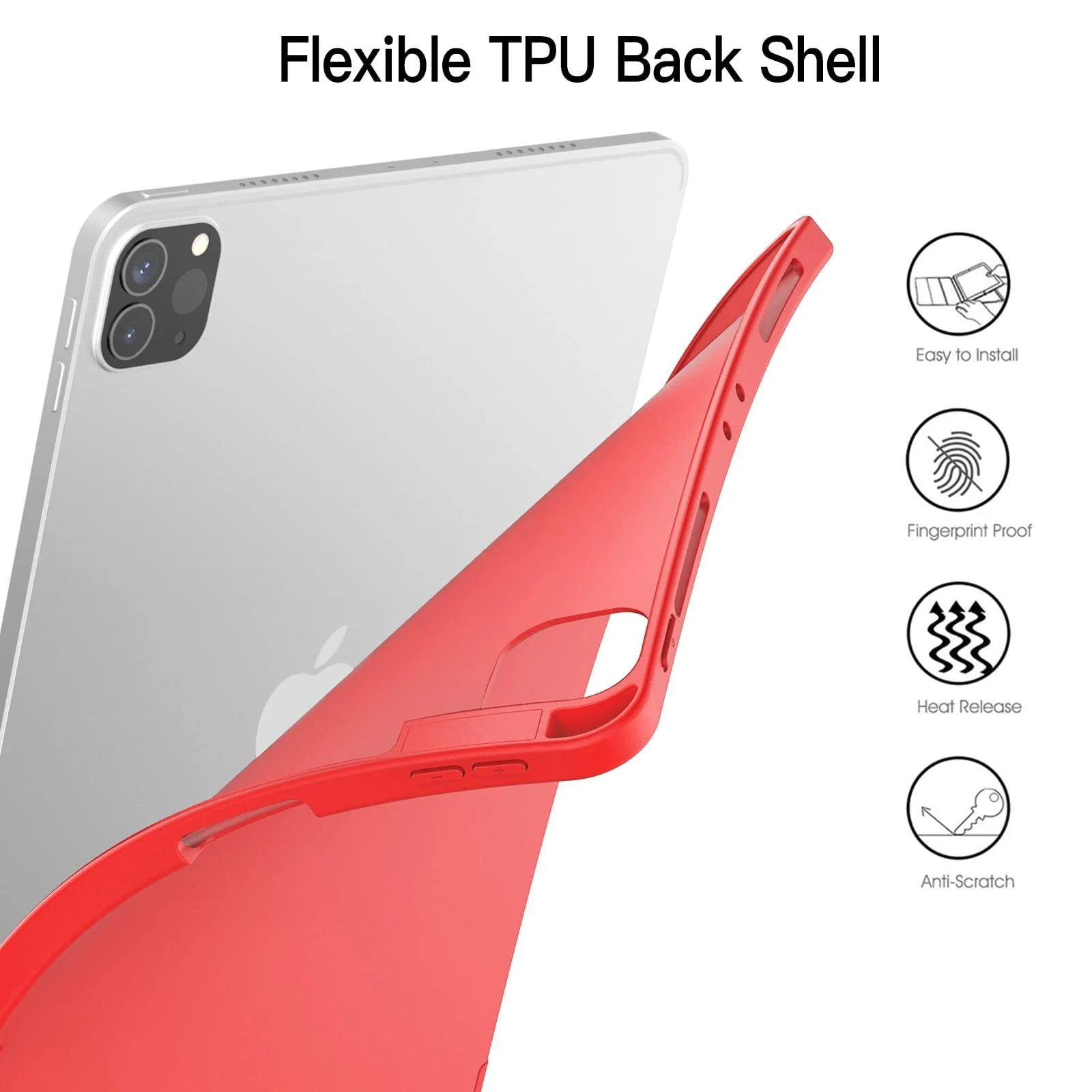 DL3 Mobilak Smart Case for Xiaomi Pad 5 / Mi Pad 5 Pro 11.0 inch 2021 with Pencil Holder, Soft TPU Smart Stand Back Cover Auto Wake/Sleep Feature - Red