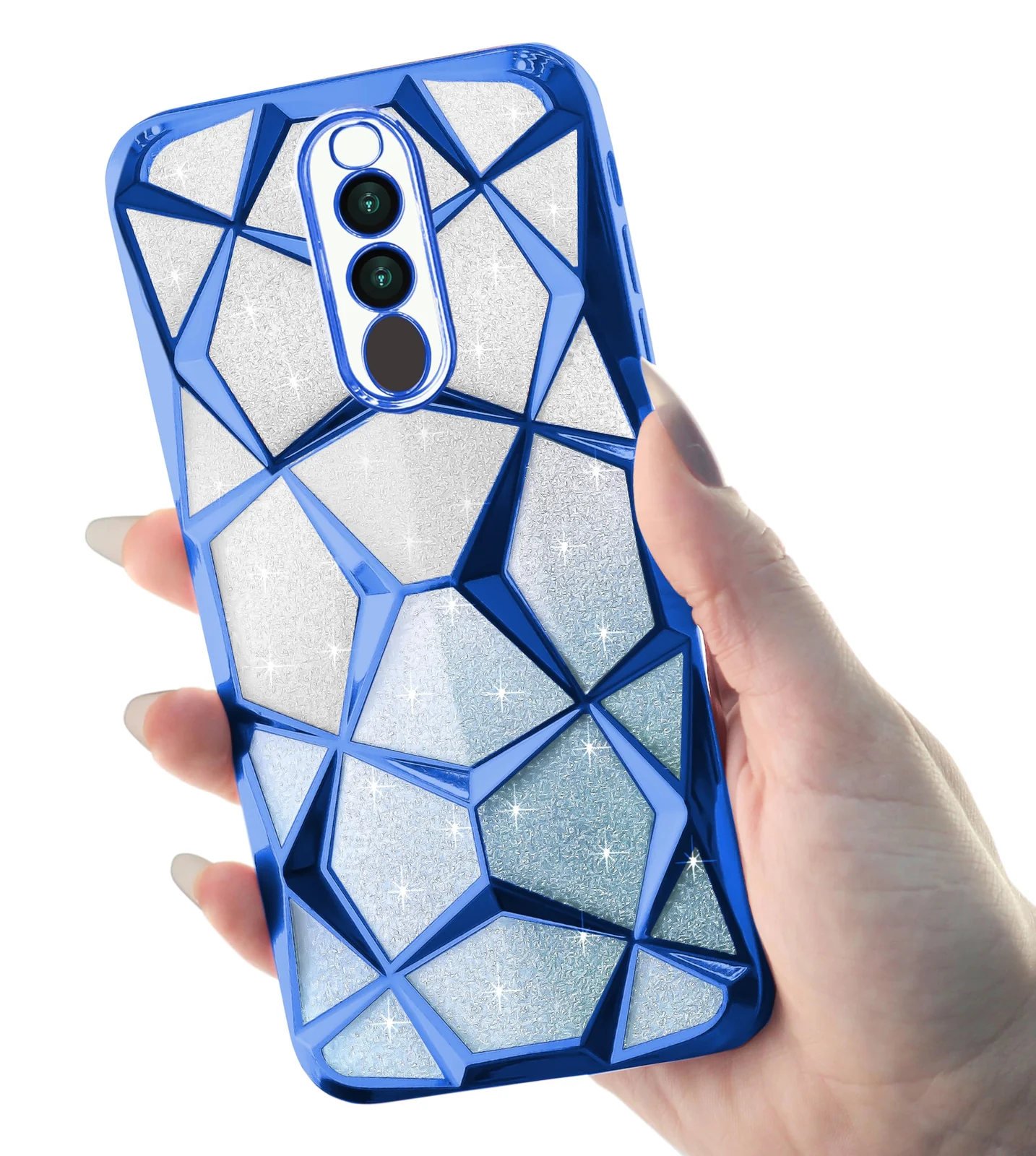 DL3 Mobilak Compatible with OPPO F11 Pro Case Plating Bling Gradient Glitter Clear Cover Soft TPU Silicone Cute Camera Protection Shockproof Back for Women Girls Case - Blue