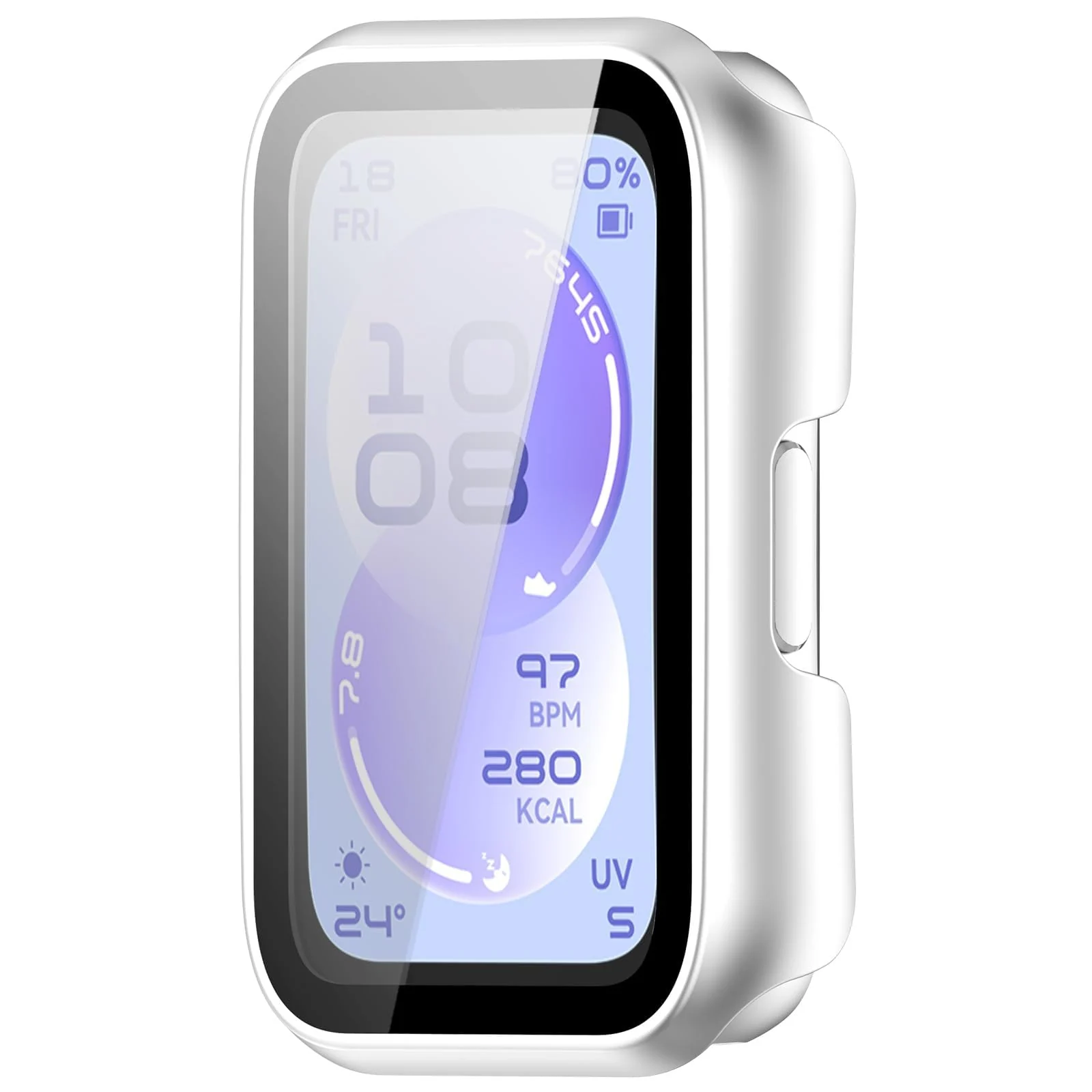 DL3 Mobilak Case with Screen Protector for Huawei Band 11, Bumper Full Coverage Hard PC Overall Protective Cover, Built-in Tempered Glass Film High Sensitivity For Huawei Band 11 - Silver