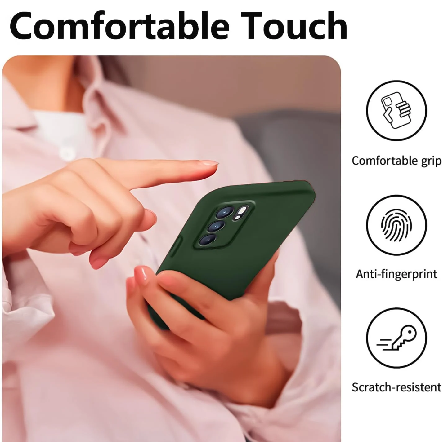 DL3 Mobilak Liquid Silicone Protective Case with Soft Microfiber Lining with Full Camera Protection for OPPO Reno 6 5G - Green