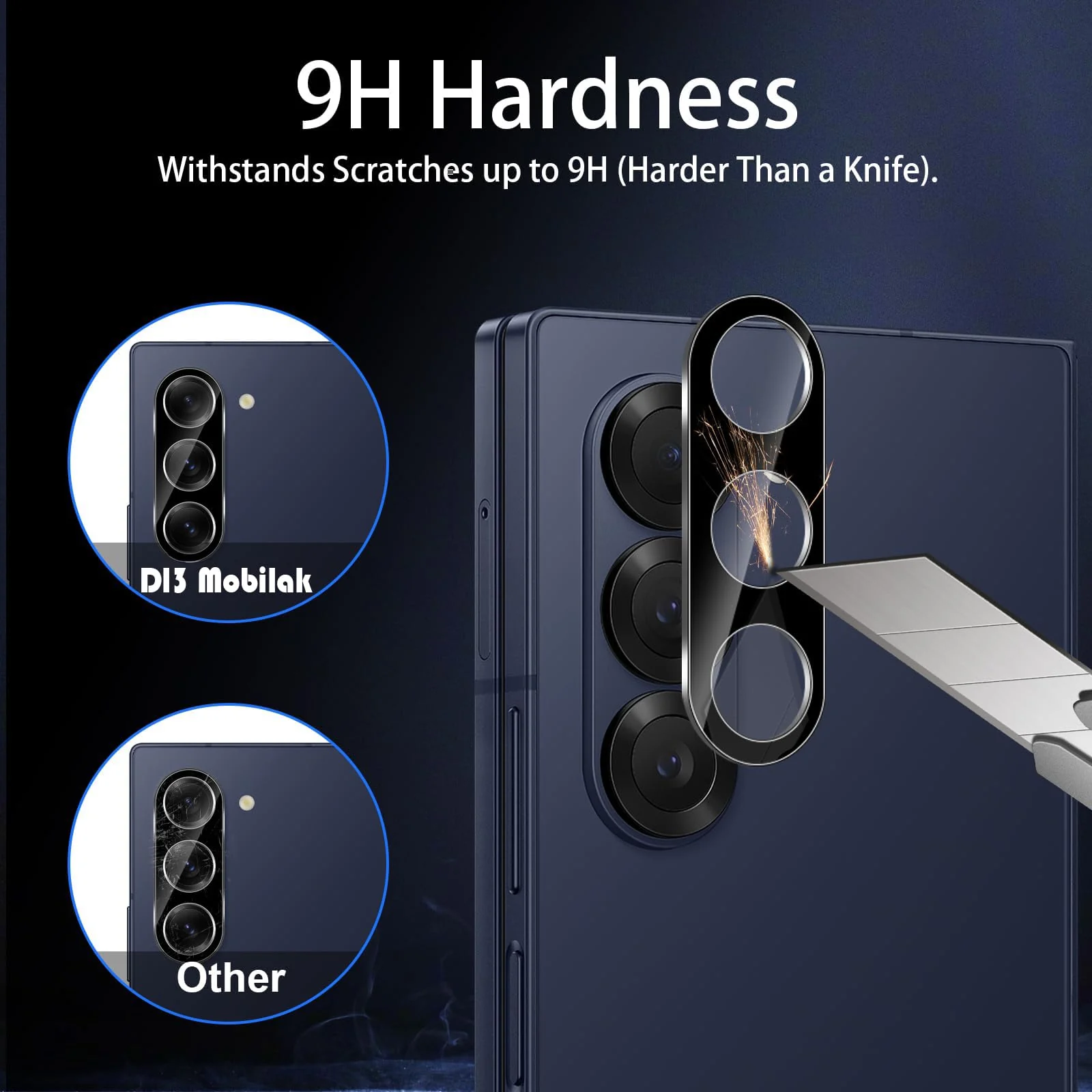 DL3 Mobilak Samsung Galaxy Z fold 6 Camera Lens Protector Tempered Glass Screen Protector HD [Full Coverage][Anti-Scratch] Drop Protection Ultra Clear/Thin Lens Protector Case - Black