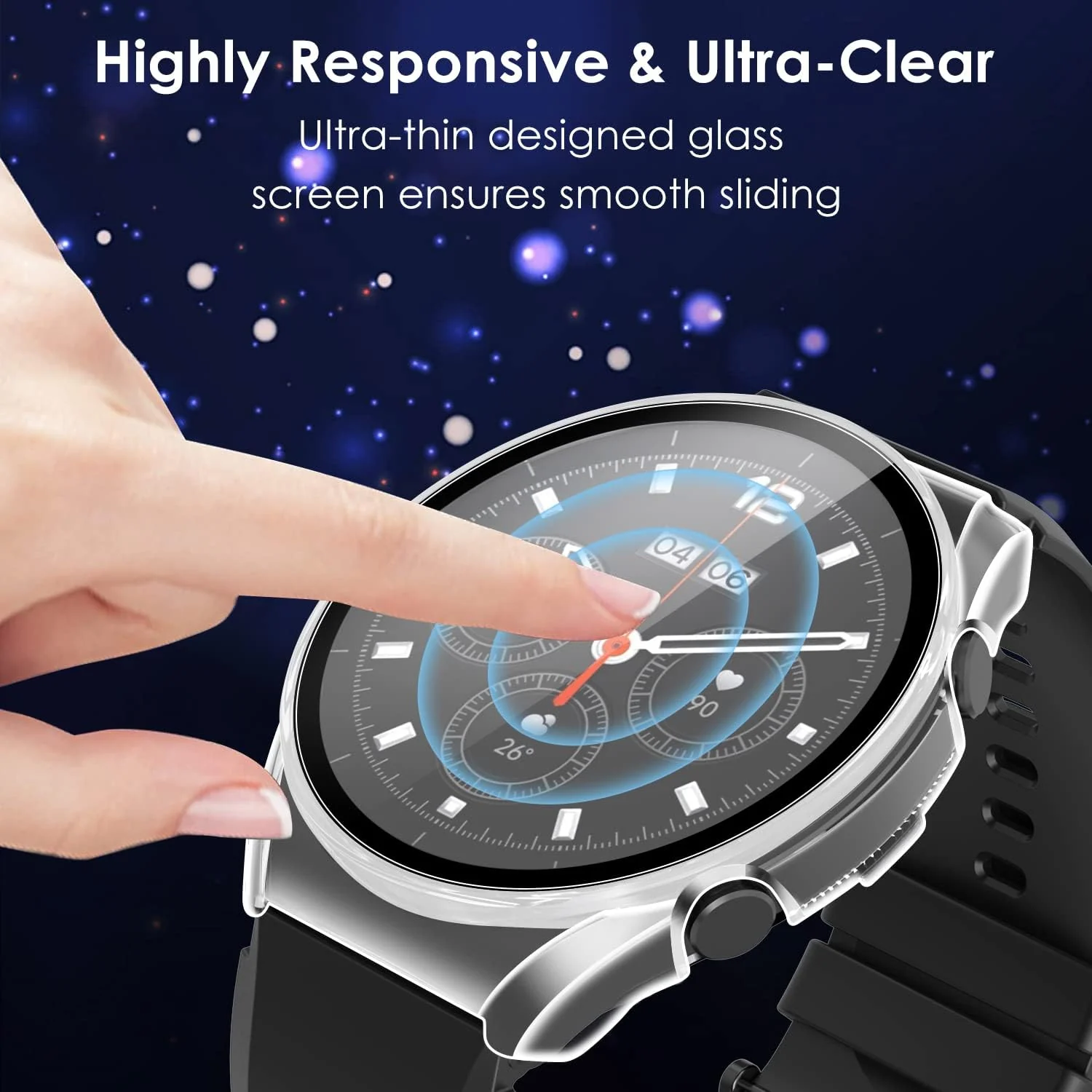 DL3 Mobilak Case with Screen Protector for Xiaomi Watch S1, Bumper Full Coverage Hard PC Overall Protective Cover, Built-in Tempered Glass Film High Sensitivity For Xiaomi Watch S1 - Clear