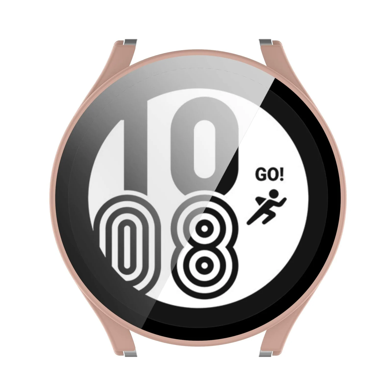 DL3 Mobilak Protective Case Compatible with Samsung Galaxy Watch 4 44mm 2021 & Samsung Galaxy Watch 5 44mm 2022 9H Hardness PC Case Bumper Full Slim Protective Cover with Tempered Glass - Pink