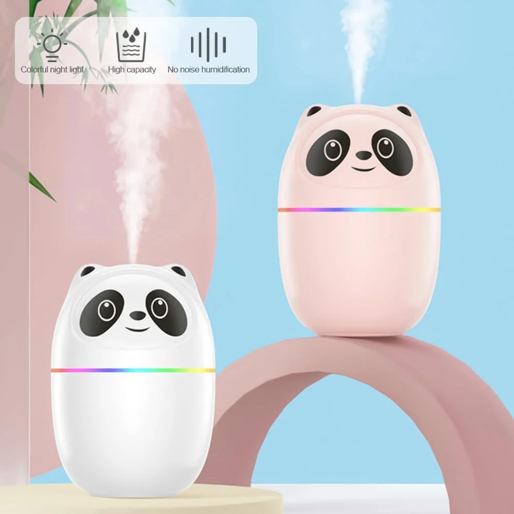 Mobigon Wood Cool Mist Ultrasonic Humidifier for Room Moisture, Aroma Diffuser for Home, 220ml Essential Oil Diffuser with 7 Colorful Night Light, Auto Shut-Off, Home, Office, car - Pink