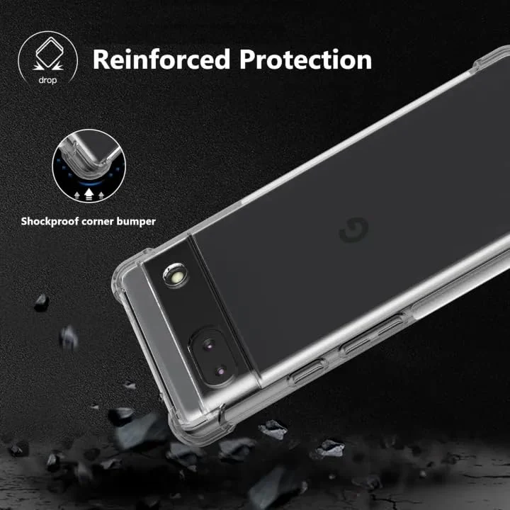 DL3 Mobilak Case Compatible with Google Pixel 6A, Cover SiliconeTransparent TPU Gorilla Anti-shock Protector Camera Shockproof Corners - Clear