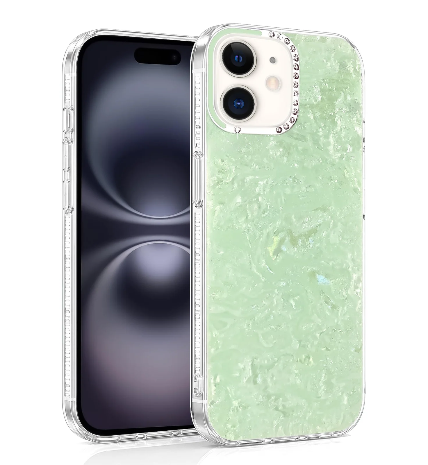 DL3 Mobilak Glitter Rhinestone Protective Case for iPhone 11 with Shockproof Design - Mint Green