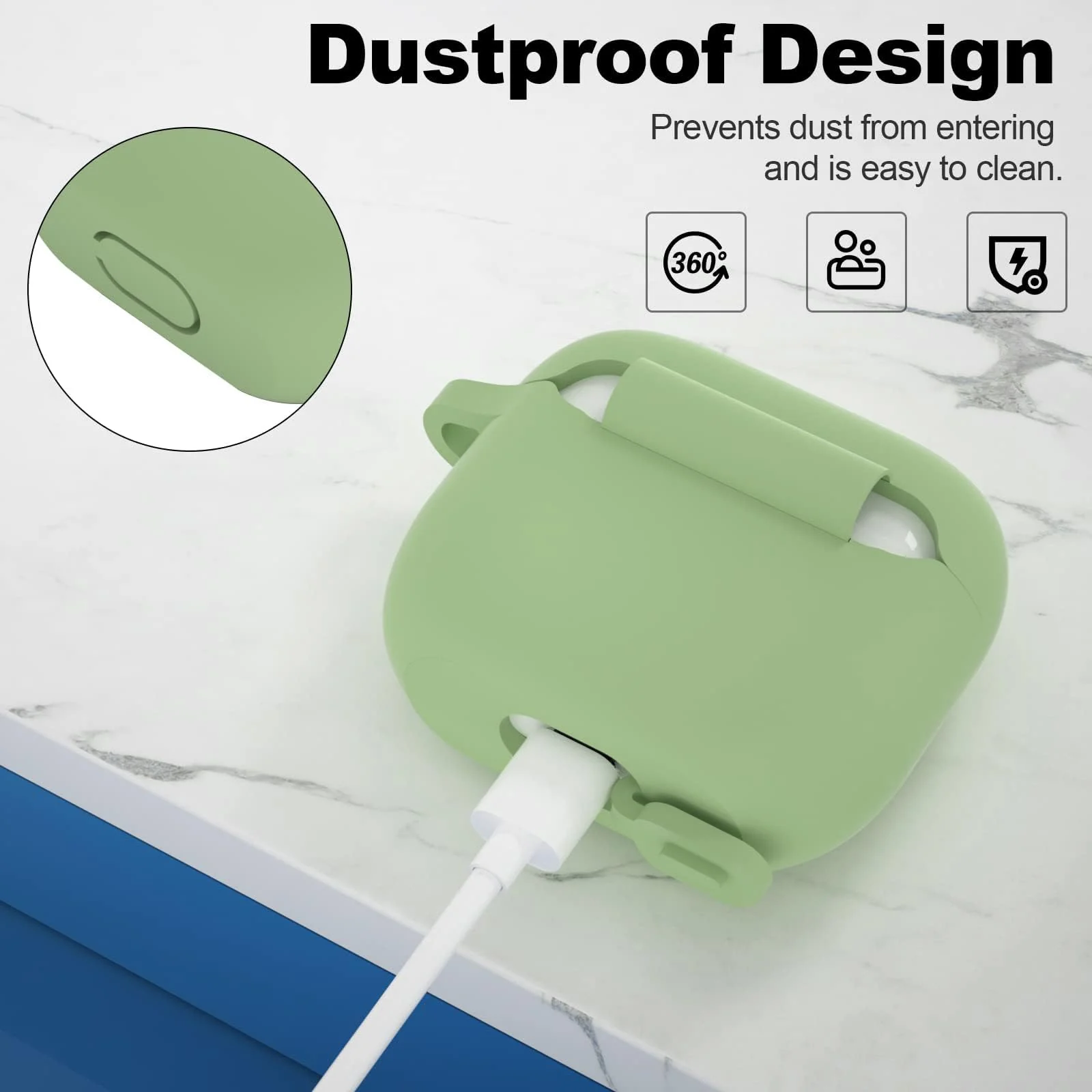 DL3 Mobilak AirPods 3 Case Cover, Silicone Protective Accessories Skin with Keychain Compatible with Apple AirPod 3rd Generation 2021 for Women Girl, Front LED Visible - Mint Green