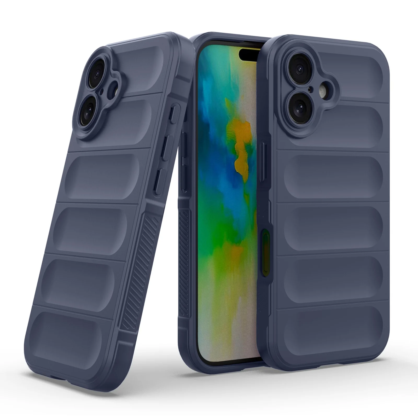 DL3 Mobilak Silicone Case for iPhone 16+ Plus 6.7-Inch Heavy Duty Protective [Slim Fit] Shockproof Soft Flexible Protective Design Shock-Absorption TPU Cover With Camera Protection - Blue