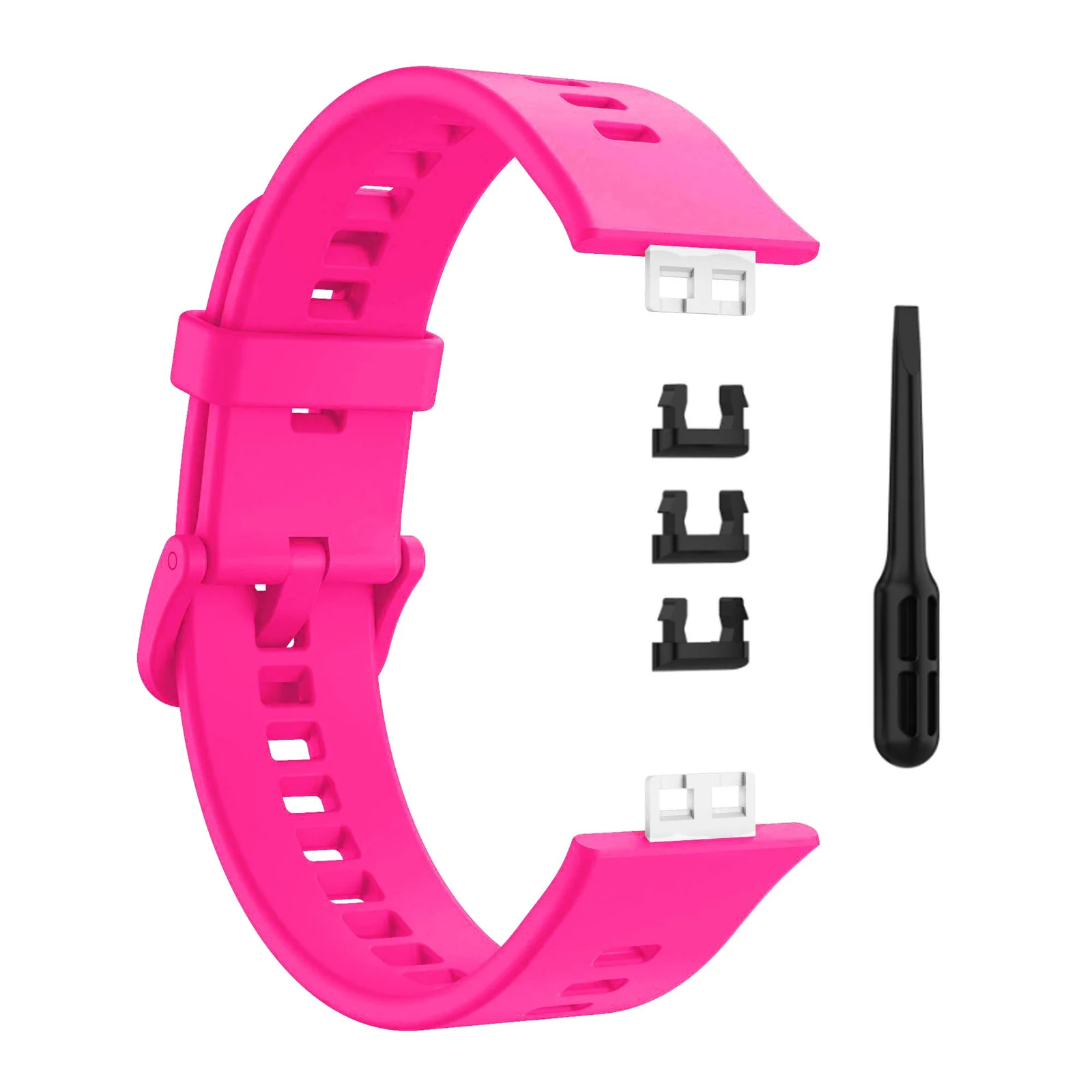DL3 Mobilak Silicone Strap for Huawei Watch Fit, Soft Band Ultra-Light Waterproof Durable Adjustable Replacement Wristband - Hot Pink