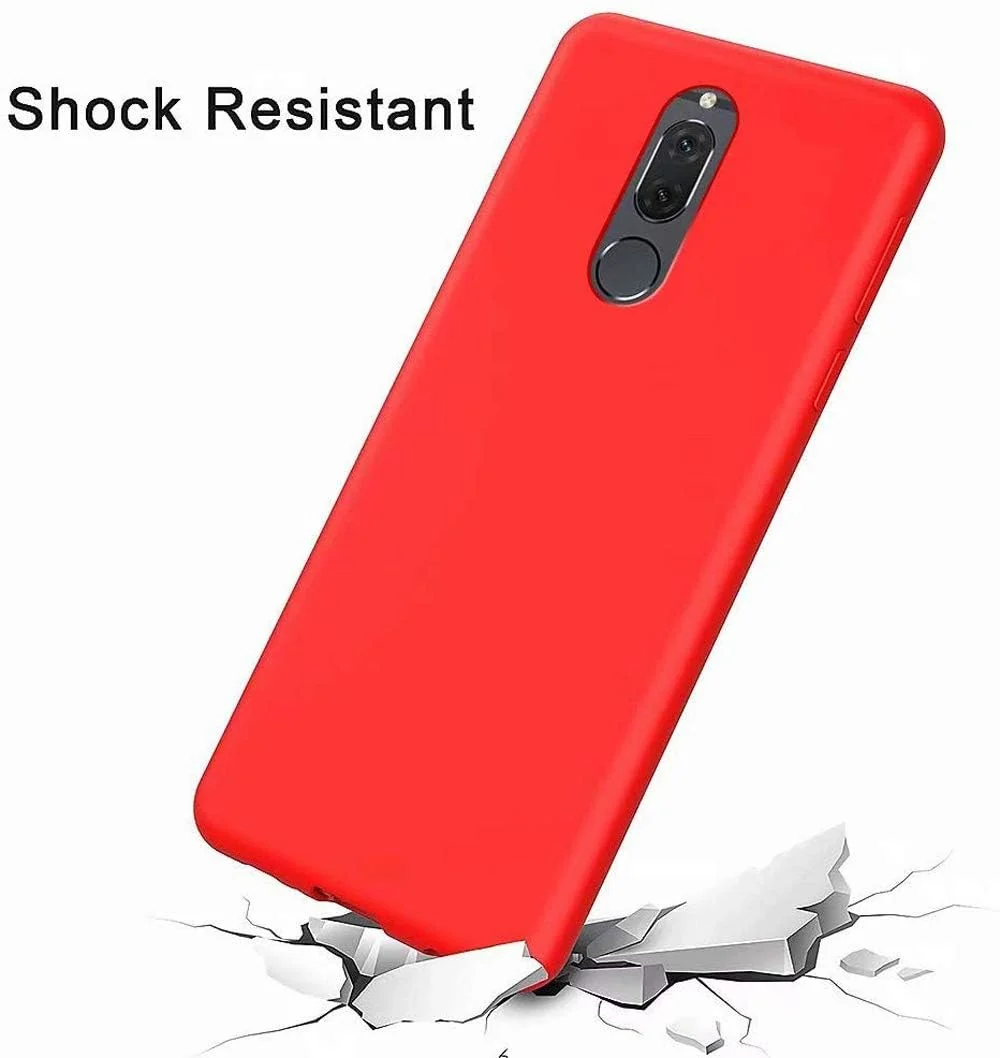 DL3 Mobilak Soft Silicone Protective Case for Huawei Mate 10 Lite with Microfiber Lining and Shockproof Design - Red