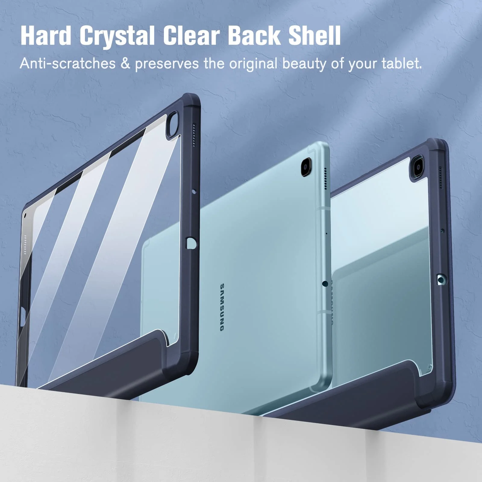 DL3 Mobilak Hybrid Slim Case for Samsung Galaxy Tab S6 Lite 10.4'' 2020 Model SM-P610 (Wi-Fi) SM-P615 (LTE) with S Pen Holder, Cover with Clear Transparent Back Shell, Auto Wake/Sleep - Dark Blue