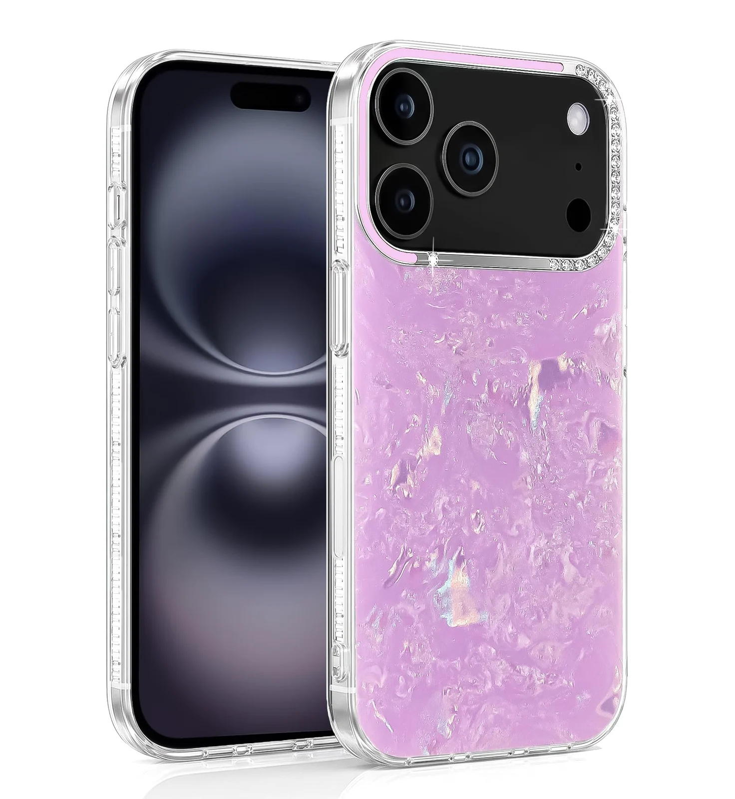 DL3 Mobilak Glitter Rhinestone Protective Case for iPhone 17 Pro Max with Shockproof Design - Purple