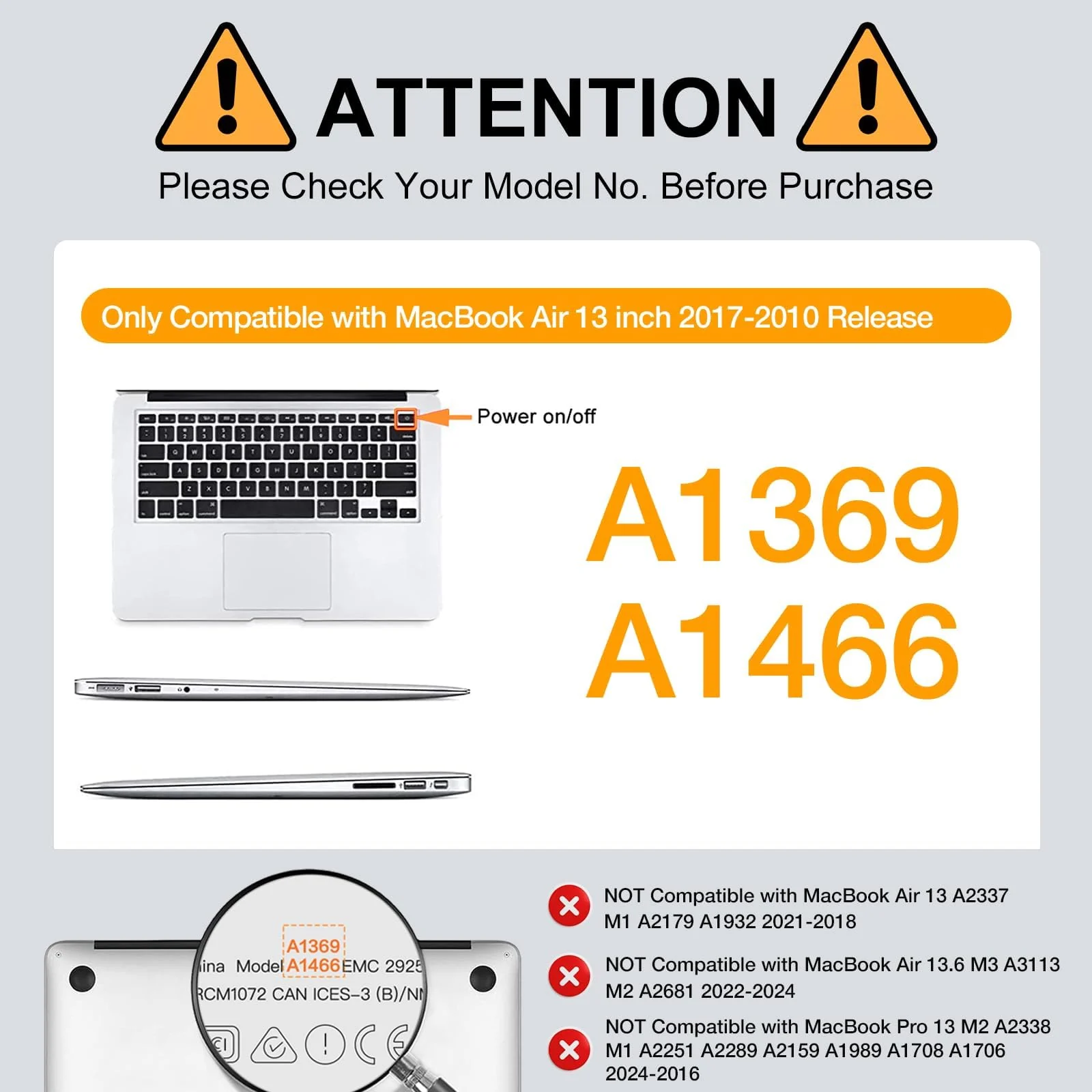 DL3 Mobilak Case Compatible with MacBook Air 13 Inch (Models: A1369 & A1466, Older Version 2010-2017 Release), Slim Snap On Hard Shell Protective Cover - Black