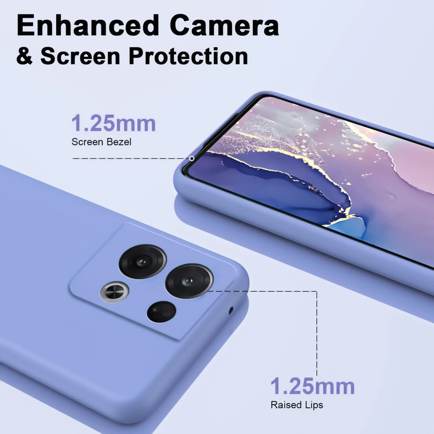DL3 Mobilak Liquid Silicone Protective Case with Soft Microfiber Lining with Full Camera Protection for OPPO Reno 8 Pro 5G / Reno8 Pro+ Plus 5G - Baby Blue