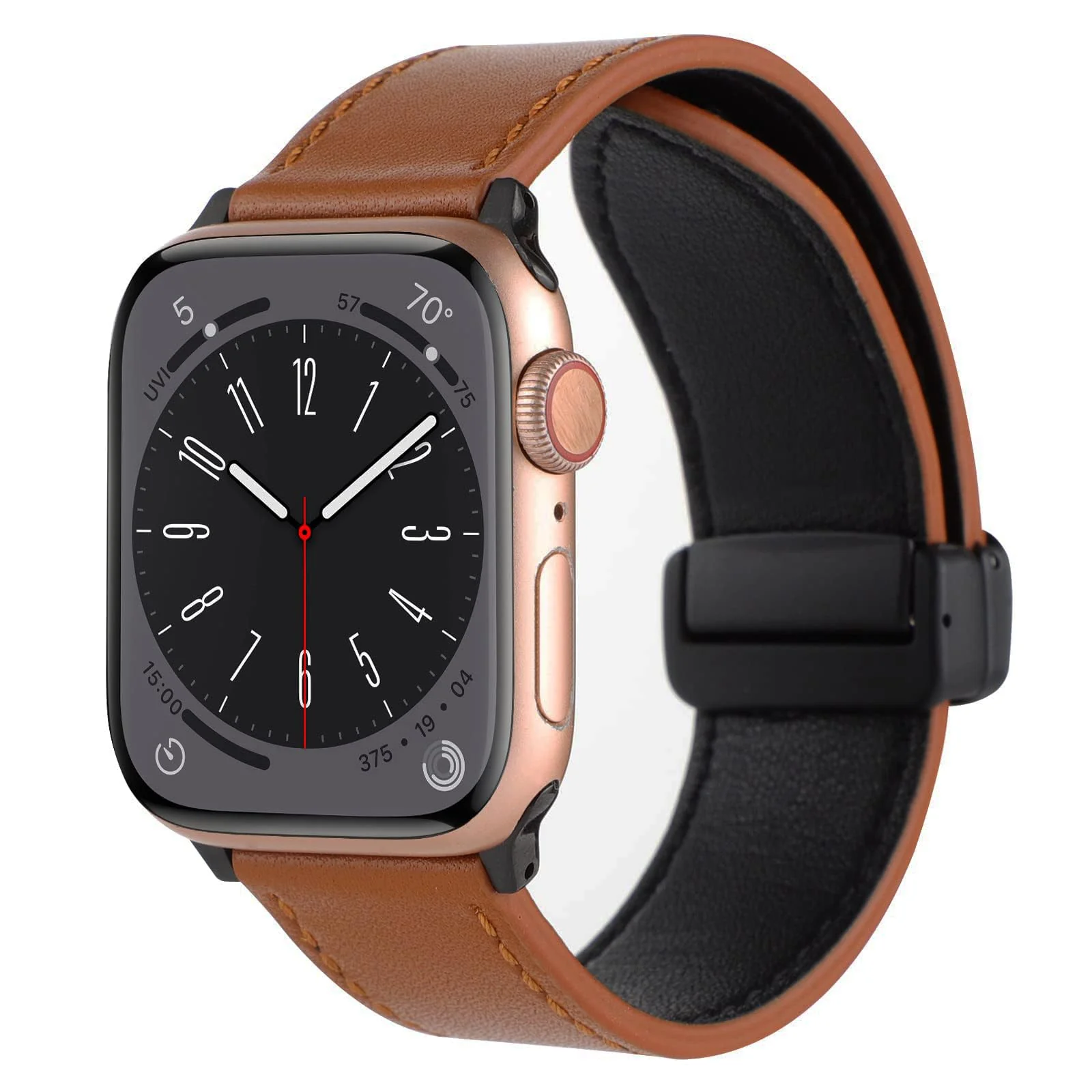 DL3 Mobilak Leather Bands Compatible with Apple Watch Band 49mm 45mm 44mm 42mm, Leather Magnetic Buckle Design Strap For iWatch Ultra Ultra 2 SE Series 9 8 7 6 5 4 3 2 1 Wristband For Men Women - Black