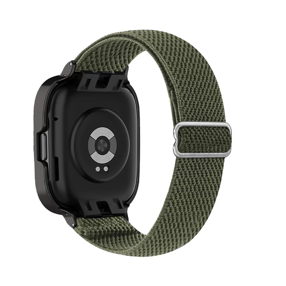 DL3 Mobilak Nylon Strap For Xiaomi Redmi Watch 3 Active/Redmi Watch 3 Lite, Soft Elastic Nylon Straps, Adjustable Stretchy Sports Replacement Bracelets Wristbands for Women Men - Green