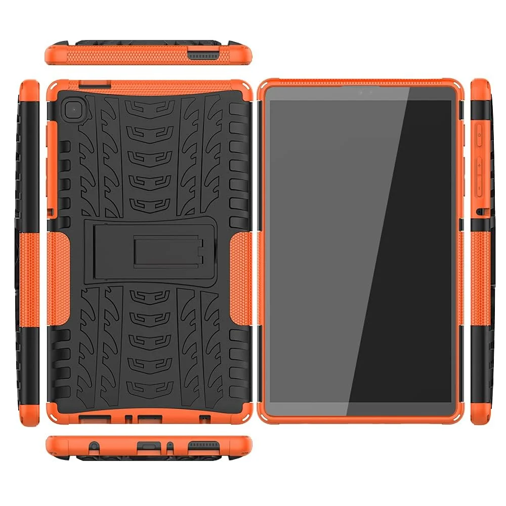 DL3 Mobilak Case For Samsung Galaxy Tab A7 Lite 8.7 Inch 2021 Model (SM-T220/T225/T227), Hybrid Rugged Armor Heavy Duty 2 in 1 TPU + PC Combo Dual Layer Shockproof Case with Kickstand - Orange
