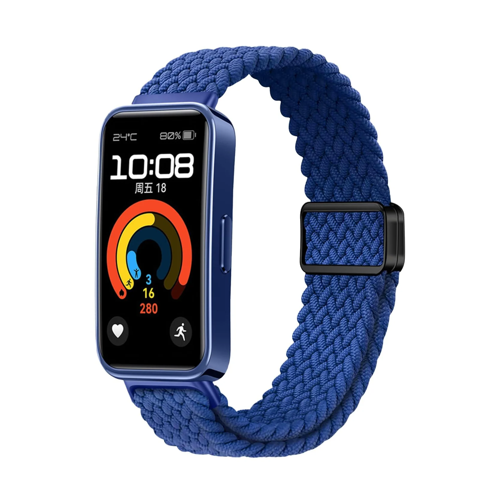 DL3 Mobilak Braided Strap for Huawei Band 9/Huawei Band 8 for Men Women, Adjustable Nylon Sport Elastic Loop Band with Magnetic Clasp for Huawei Band 9/Huawei Band 8 Smartband - Blue