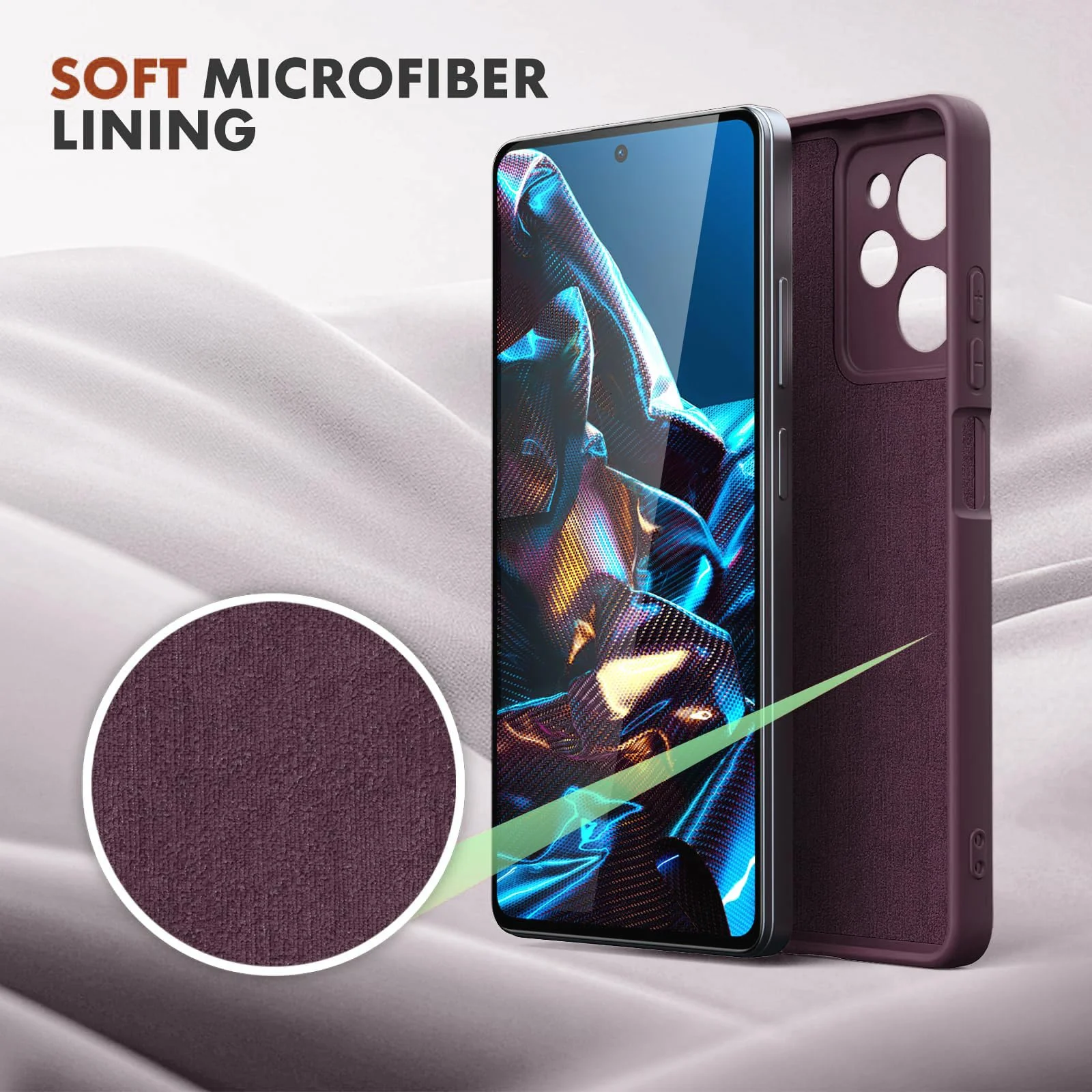 DL3 Mobilak Soft Silicone Protective Case for POCO X5 Pro 5G with Microfiber Lining and Shockproof Design - Wine Red