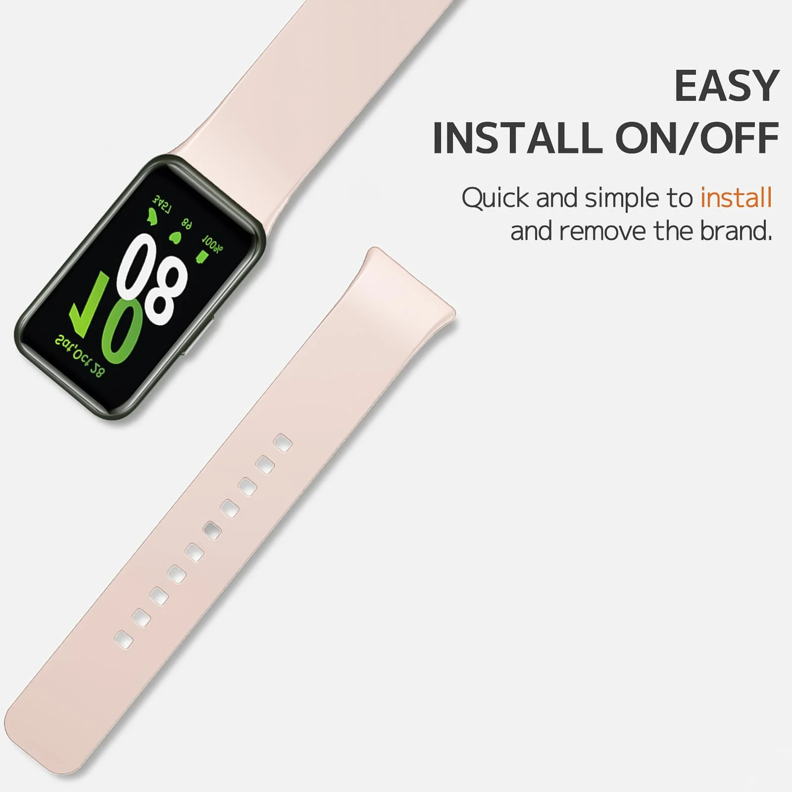 DL3 MOBILAK Silicone Bracelet for Samsung Galaxy Fit 3 Strap, Soft Silicone Sport Replacement Strap For Women/Men, Adjustable Waterproof Sports Band - Pink
